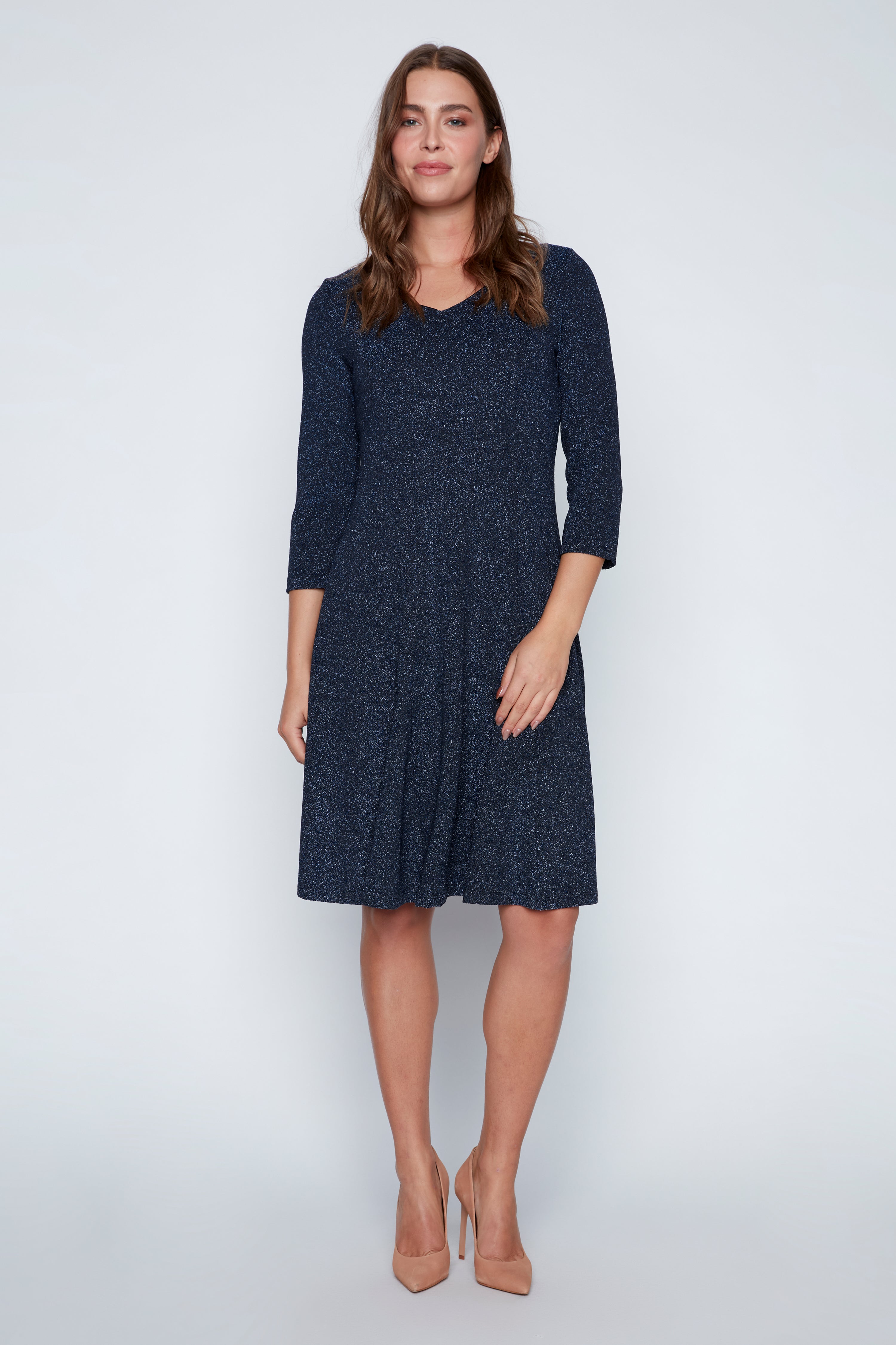 Blue glitter A-line dress