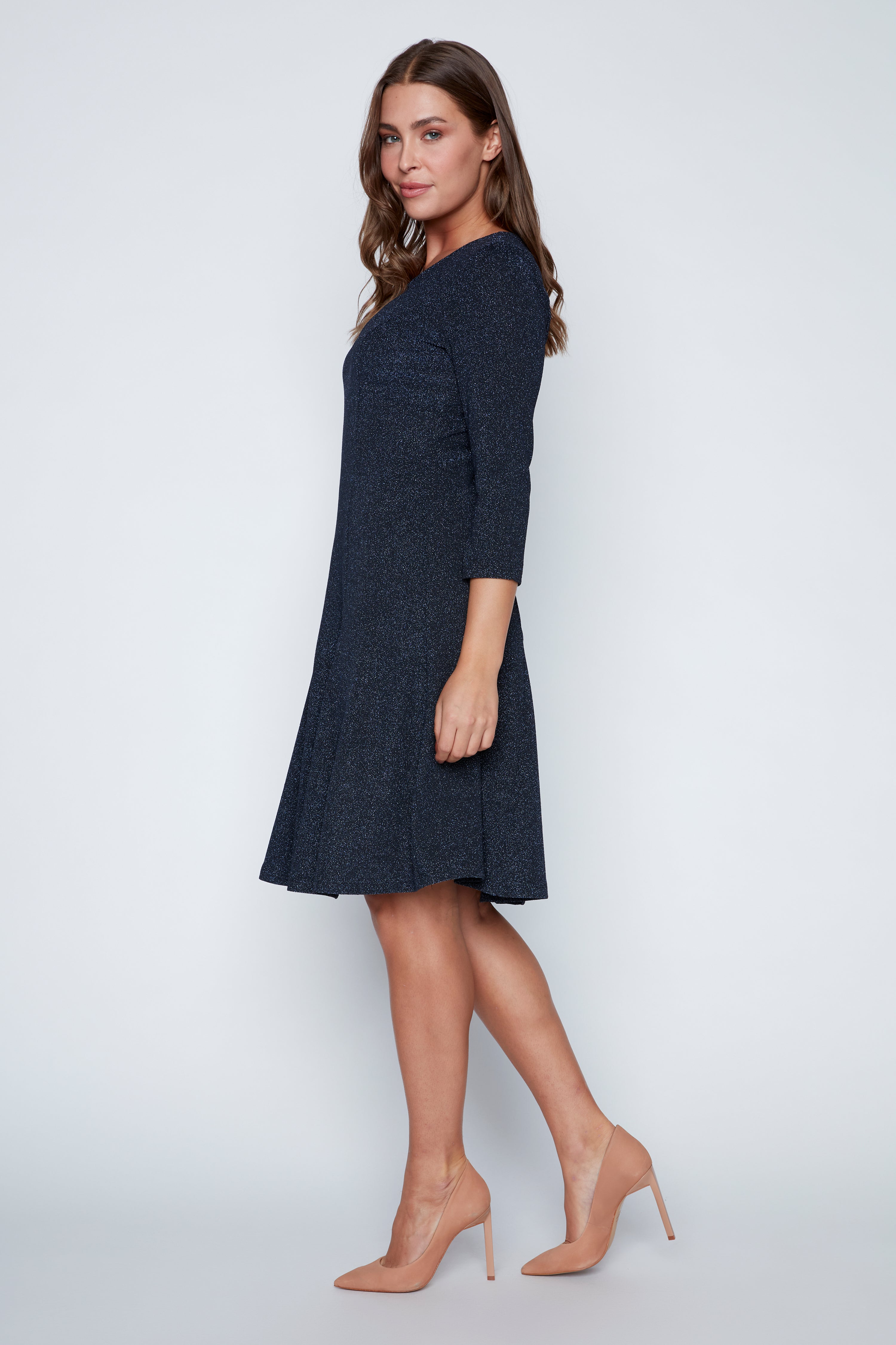 Blue glitter A-line dress