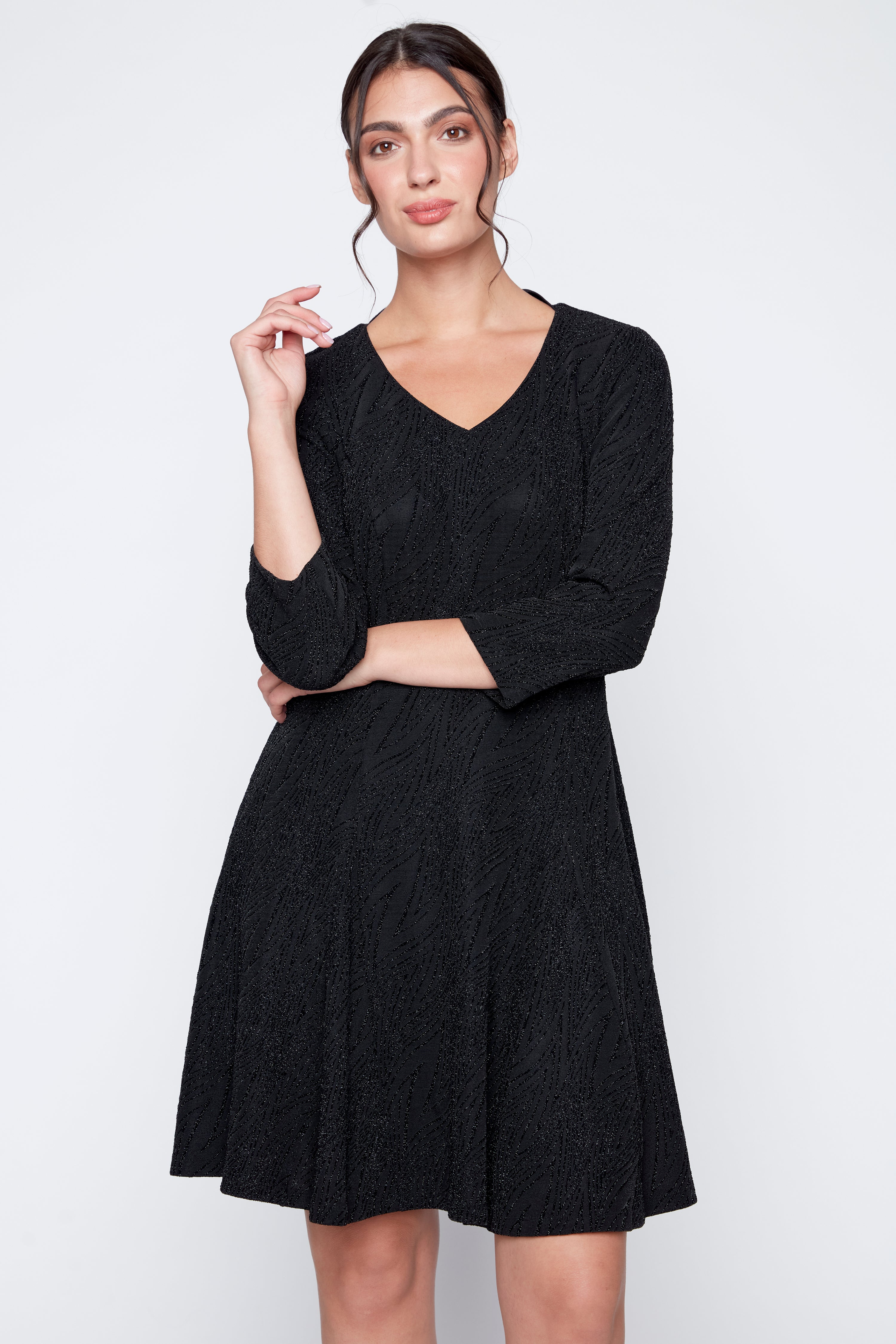 Black glitter A-line dress