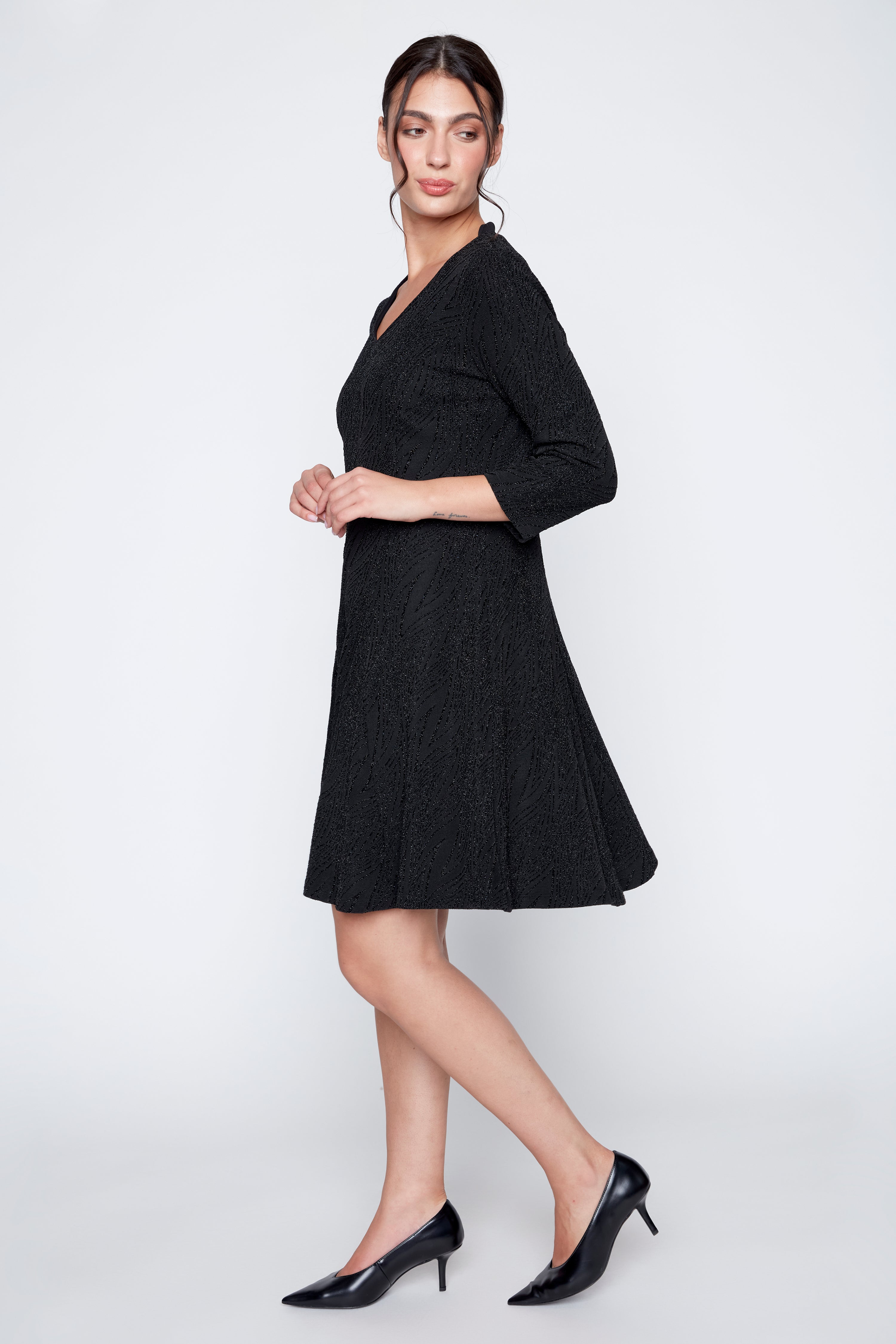 Black glitter A-line dress