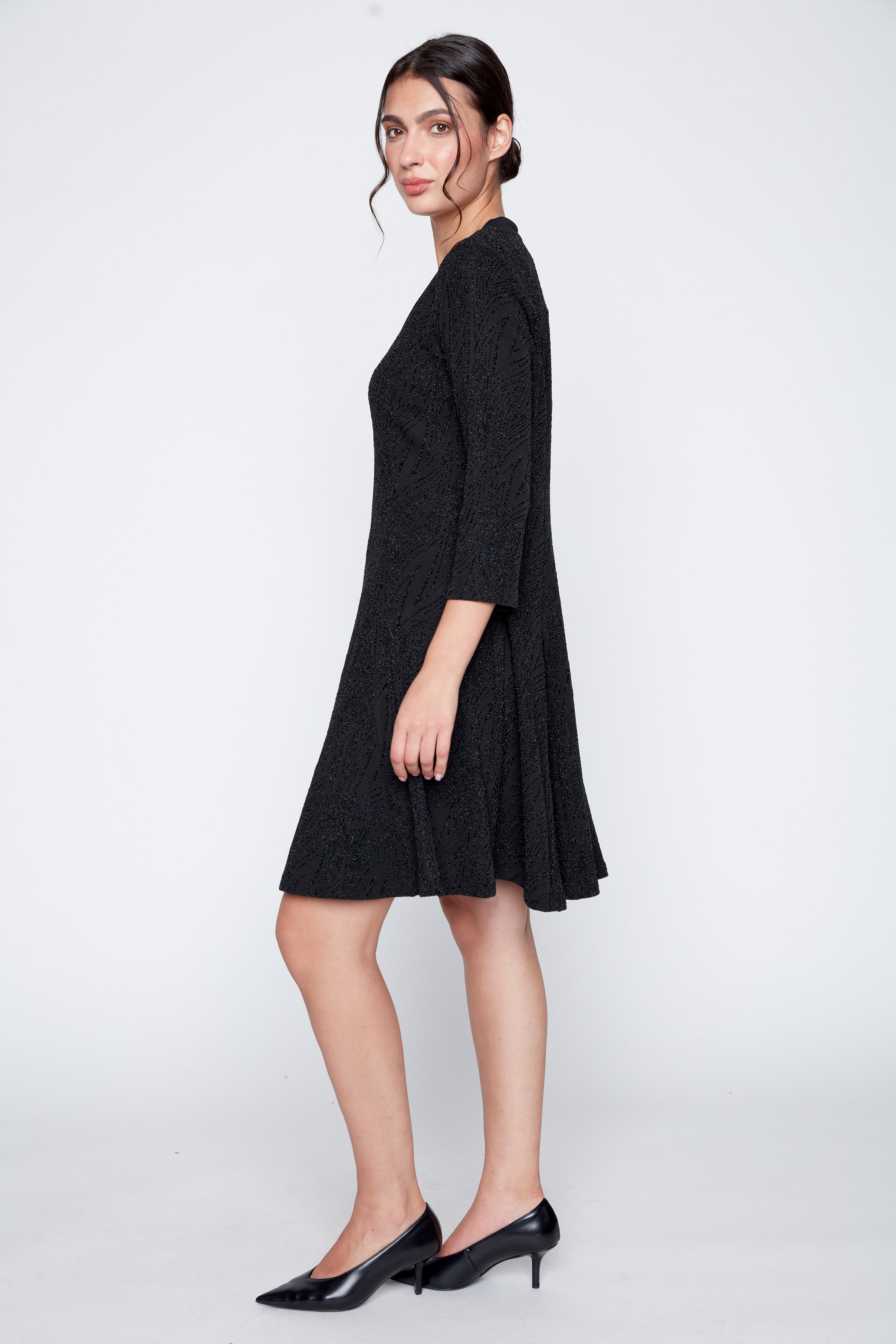 Black glitter A-line dress