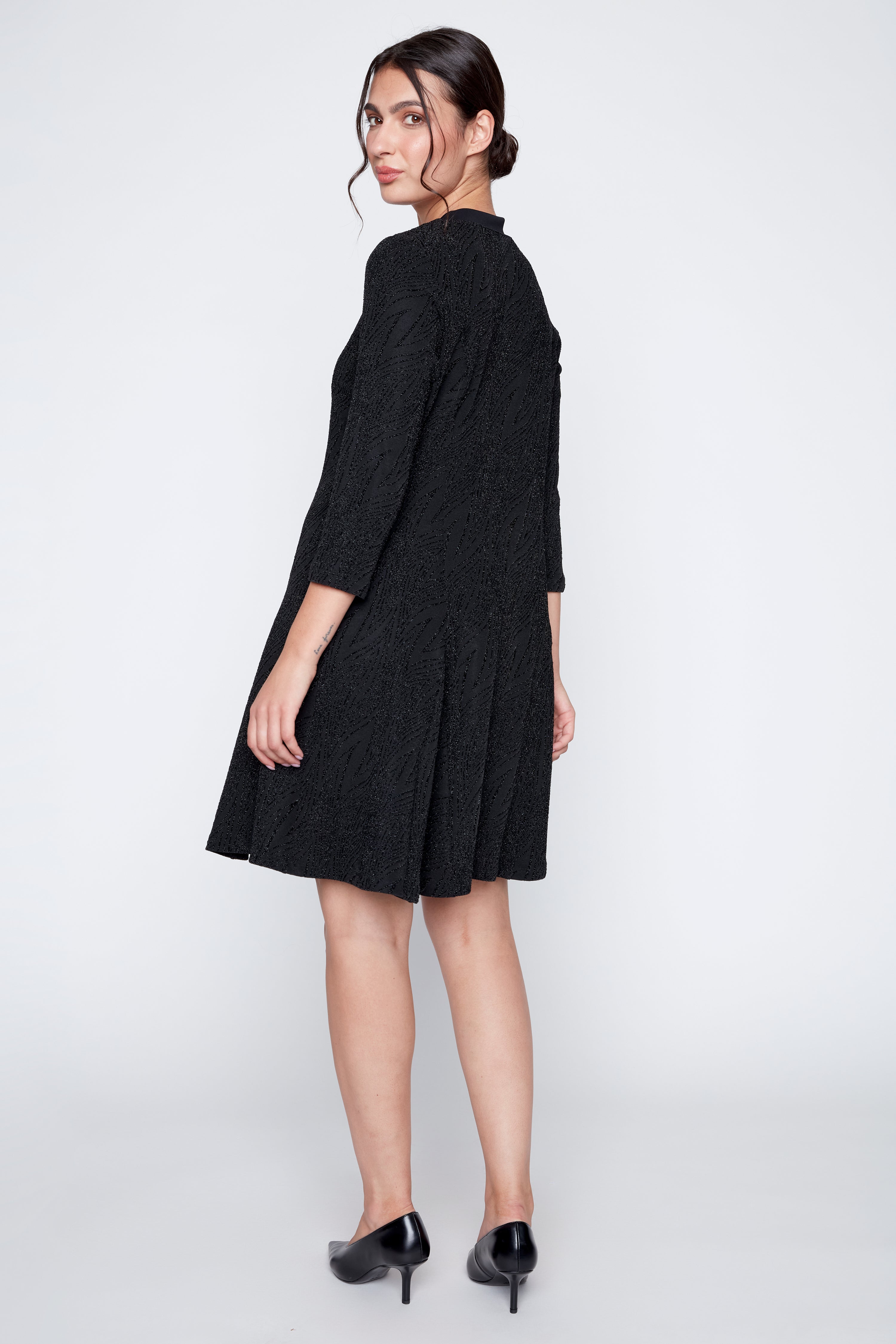 Black glitter A-line dress