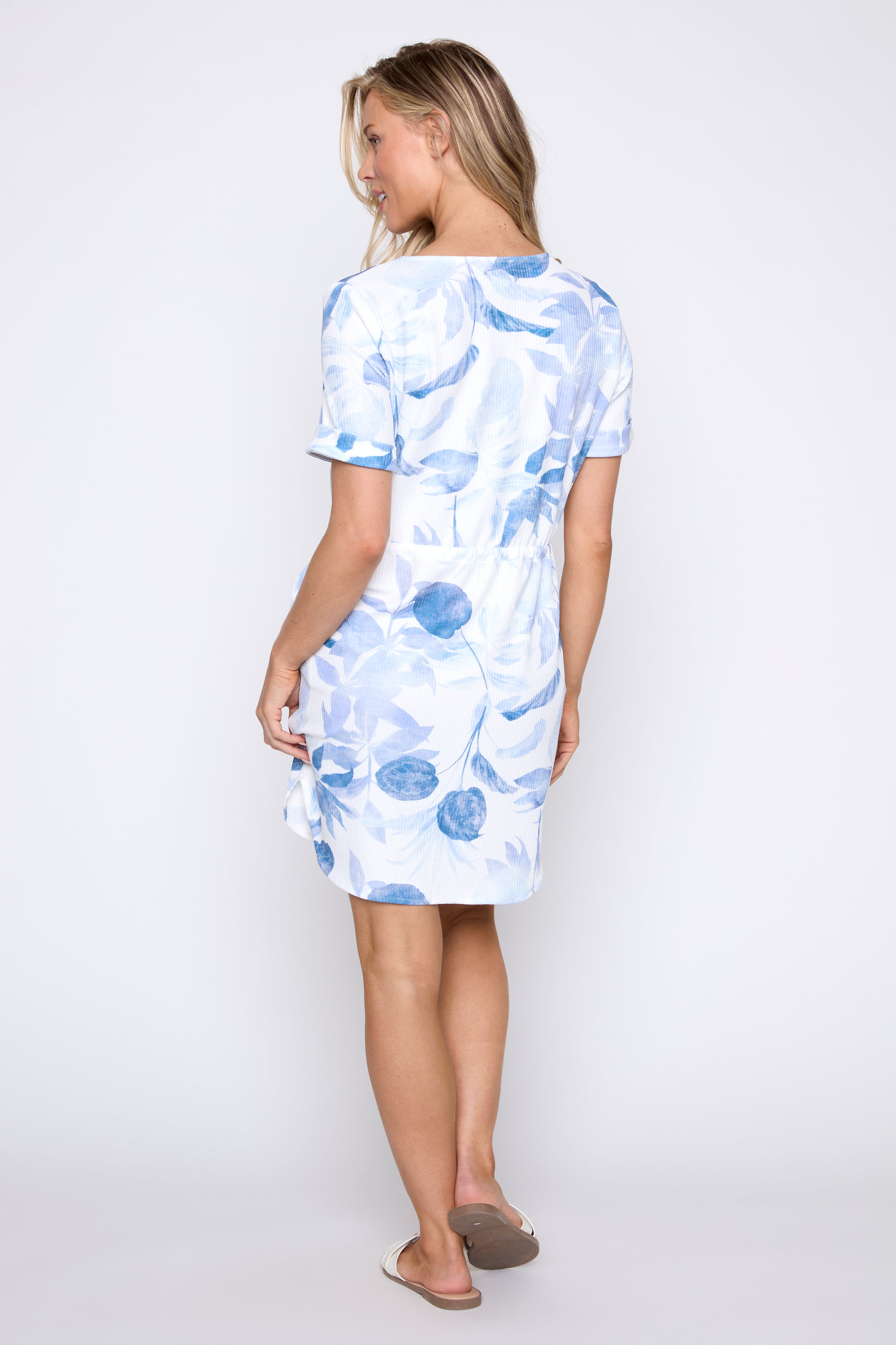 Printed rib dress with pockets