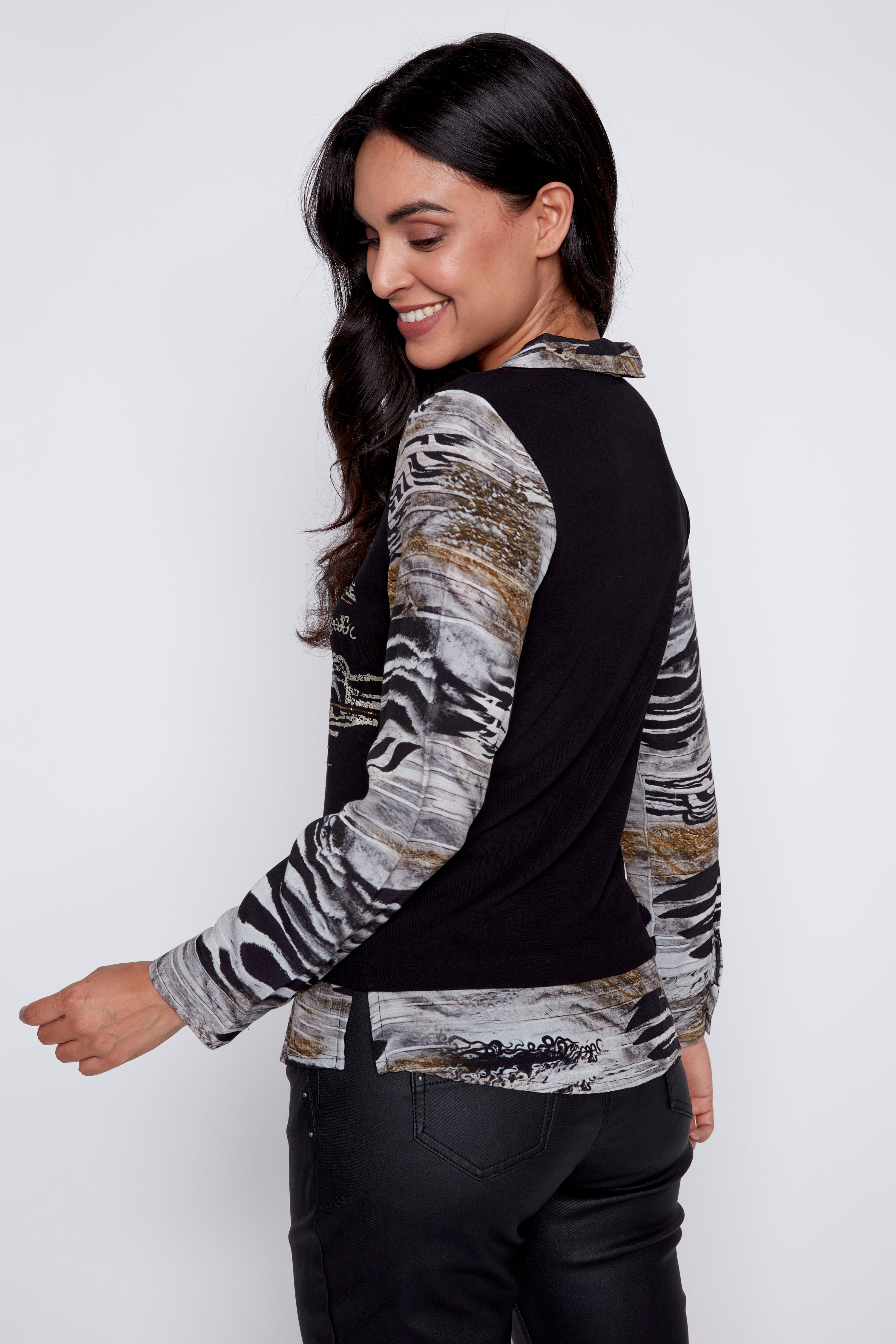 Animal print fooler blouse