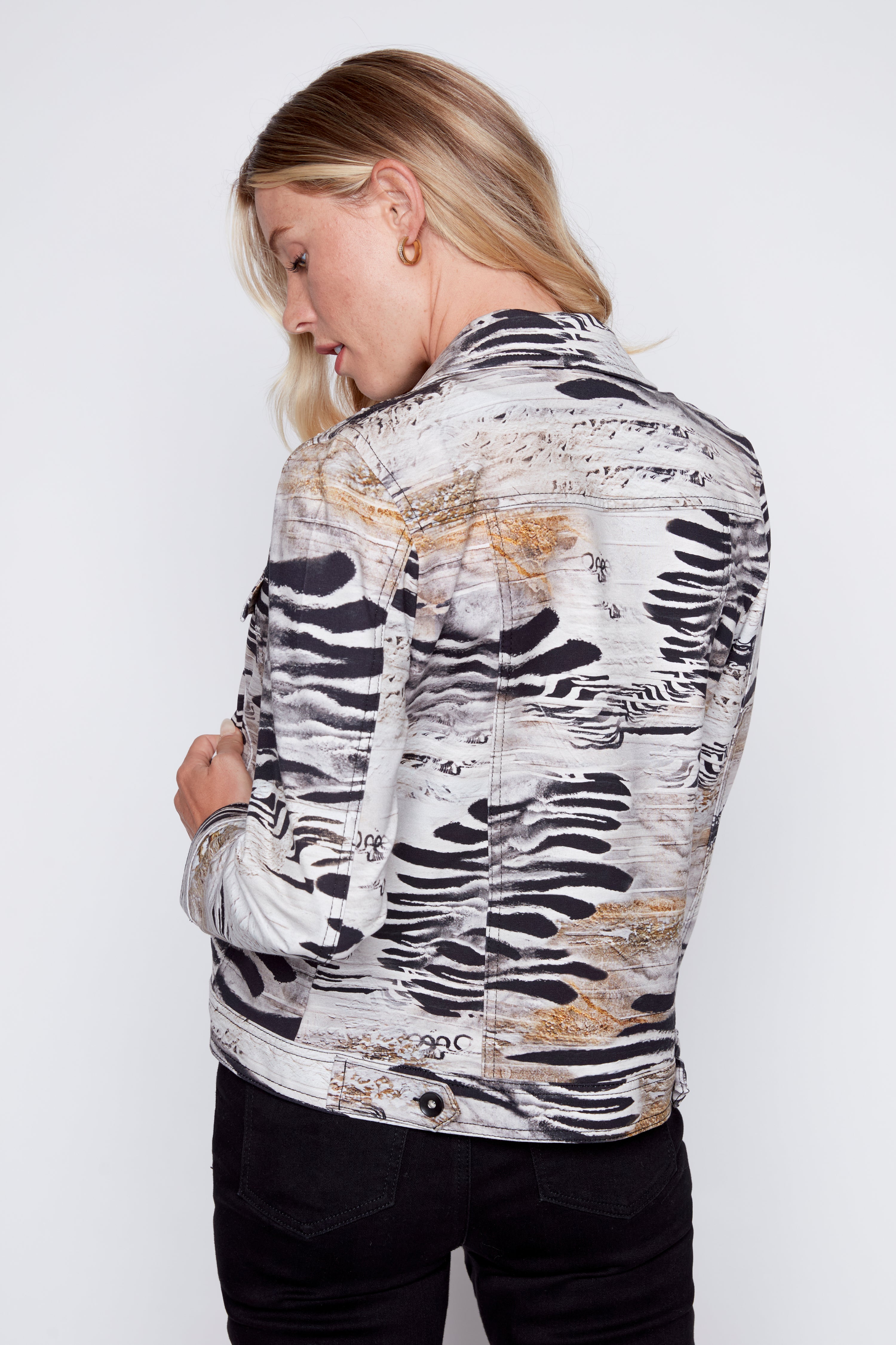 La veste style jean à imprimé animalier