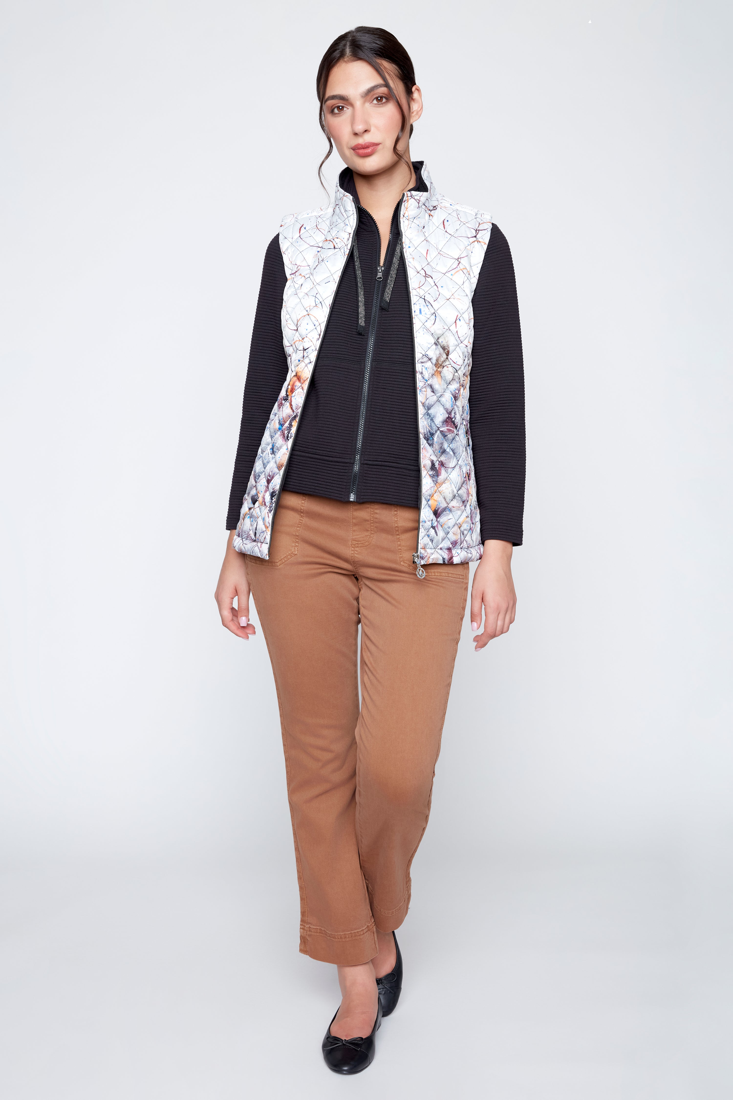 Printed diamond quilt vest