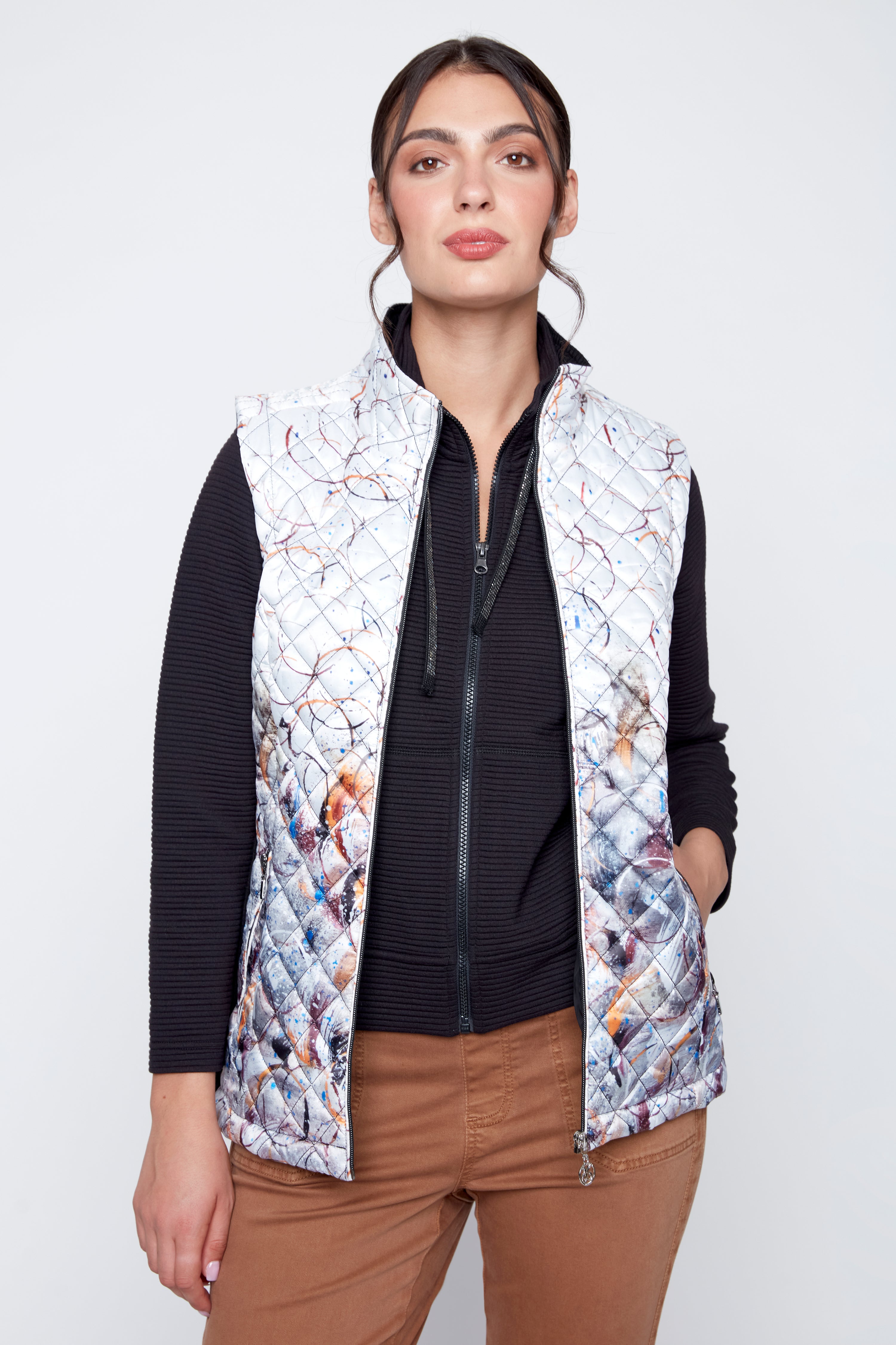 Printed diamond quilt vest