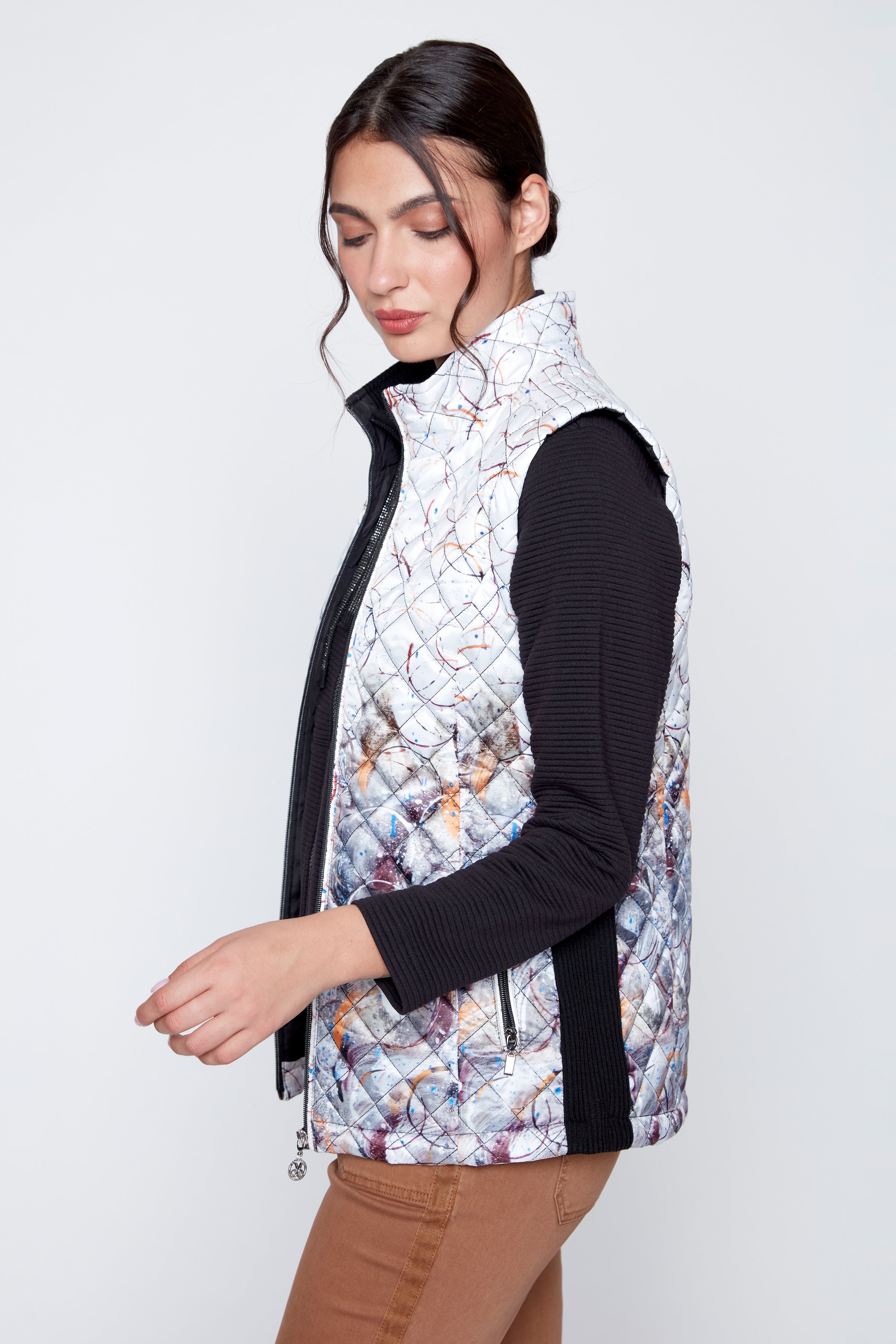 Printed diamond quilt vest