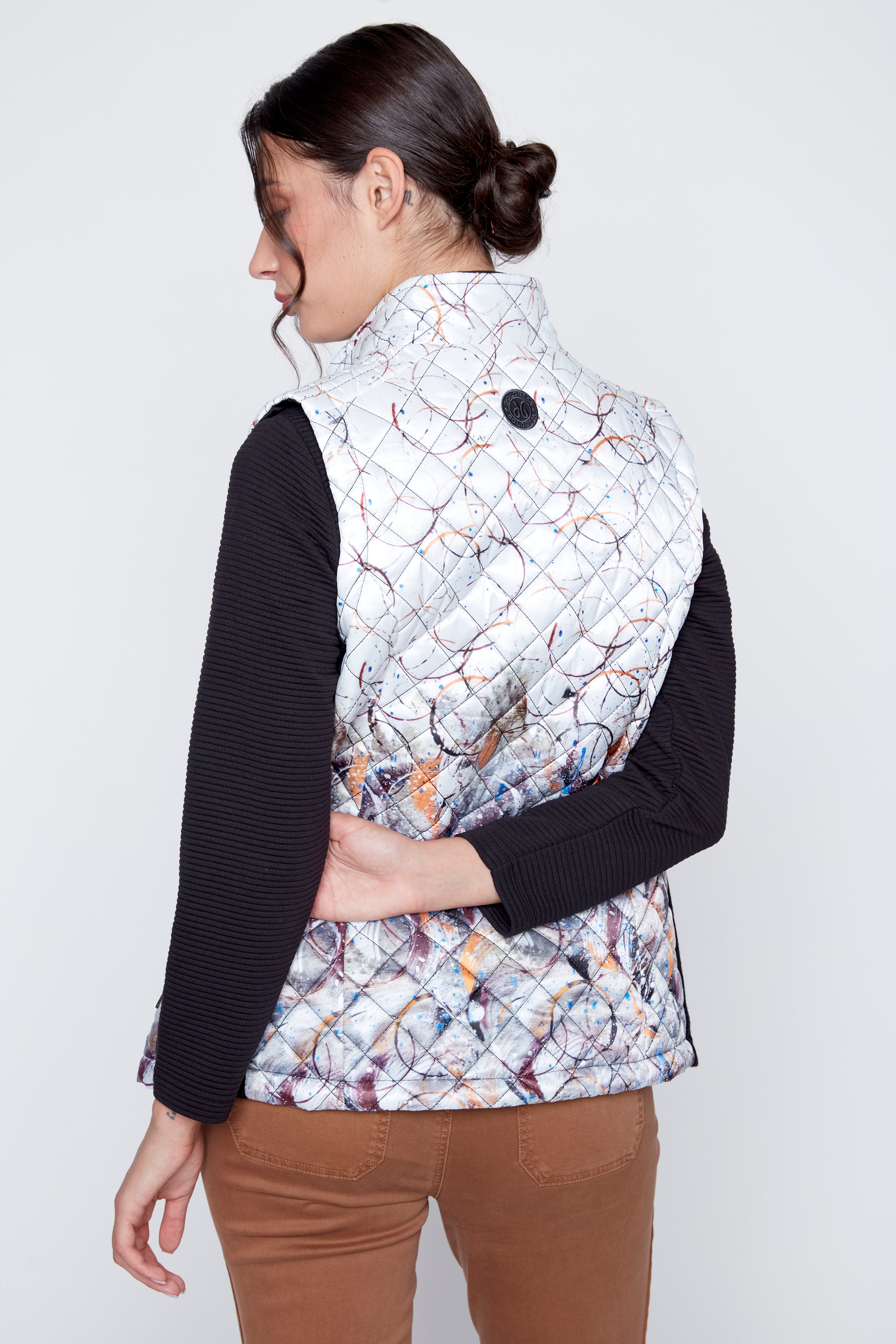 Printed diamond quilt vest