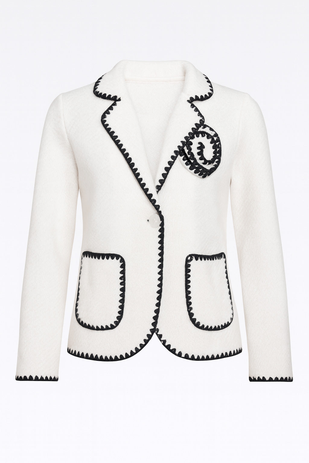 Contrast trim eyelash blazer