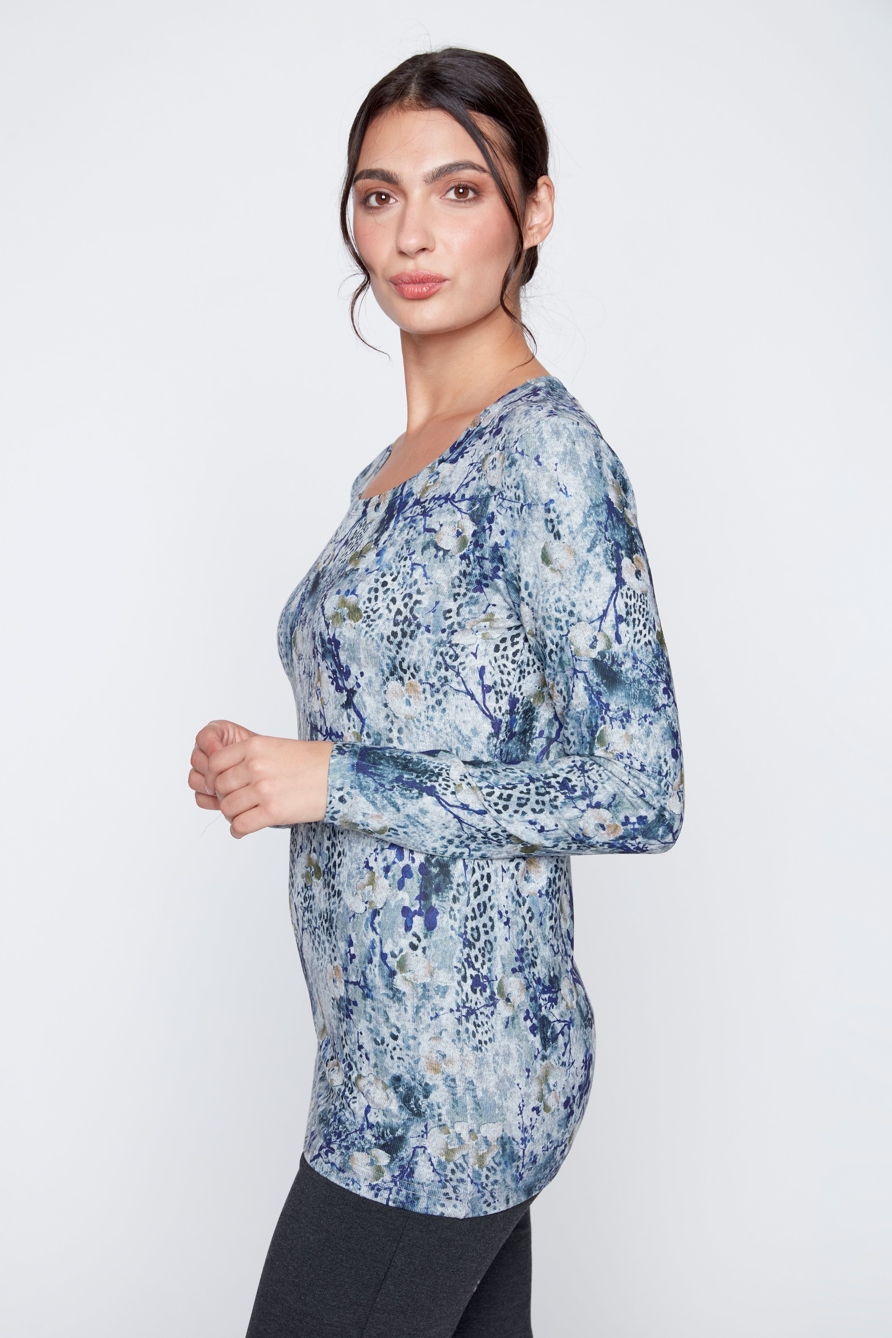 Animal and floral print top