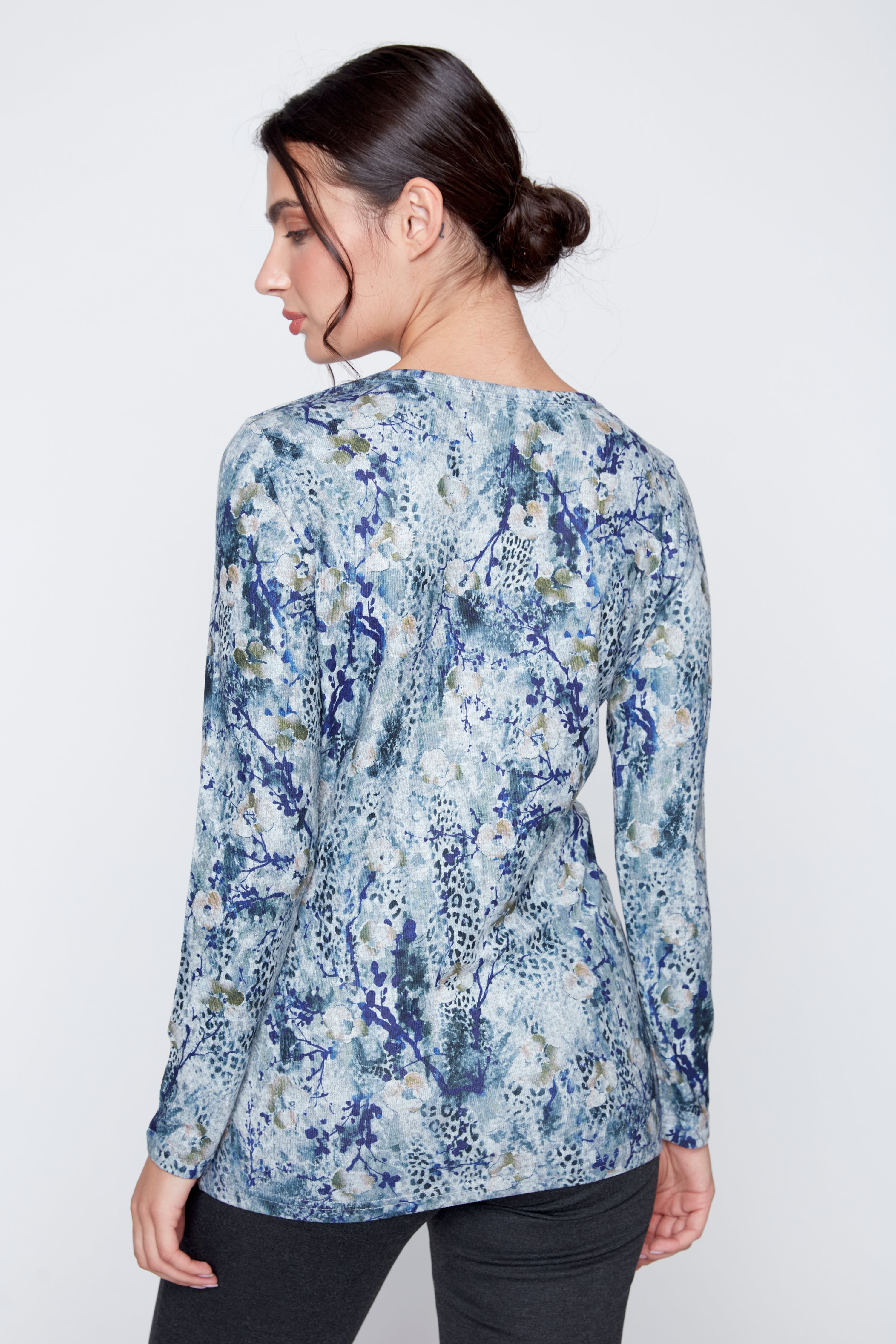 Animal and floral print top