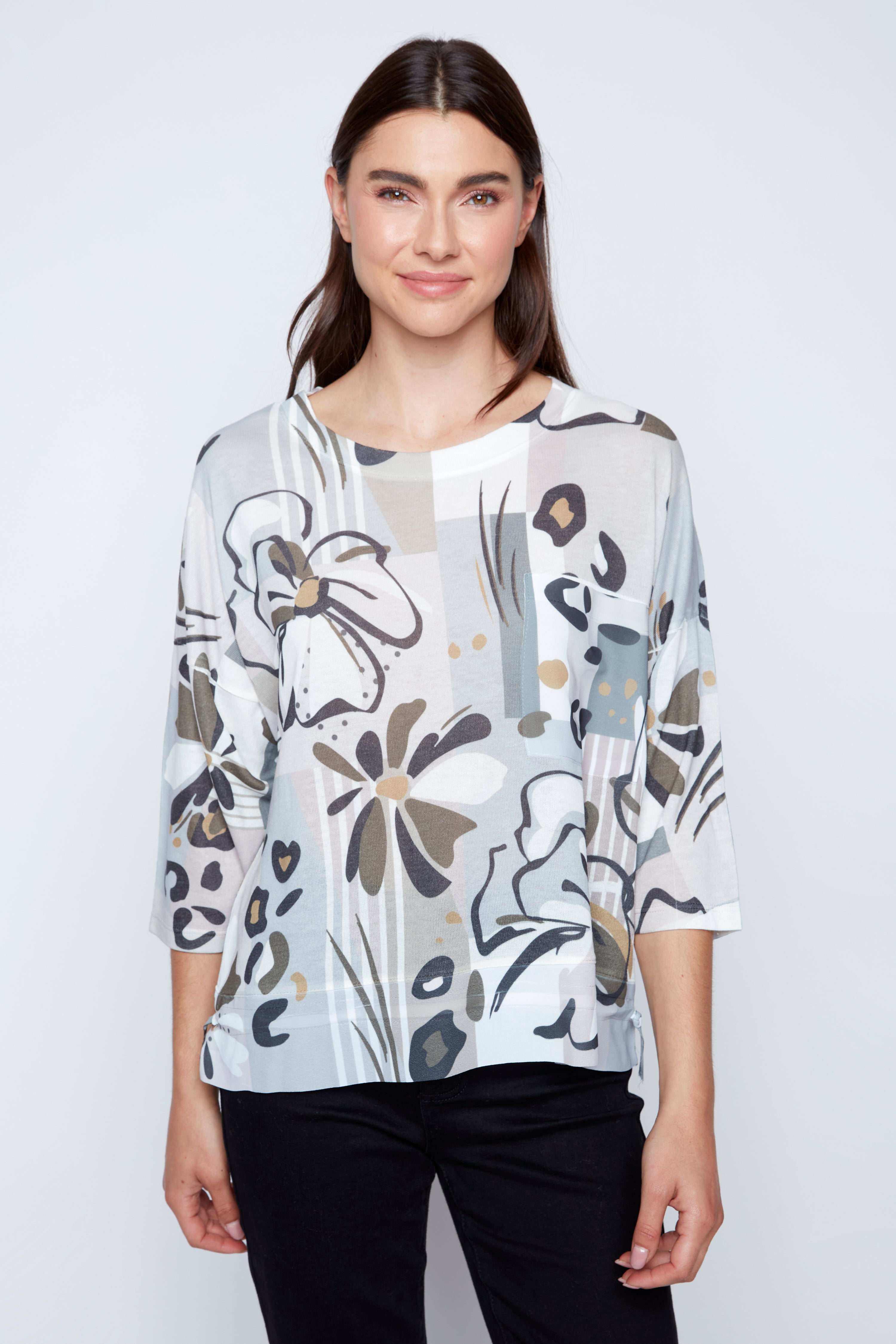 Abstract floral print top