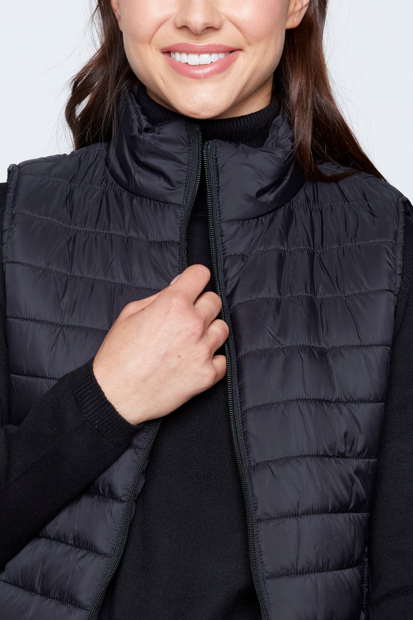 Black quilt puffer vest