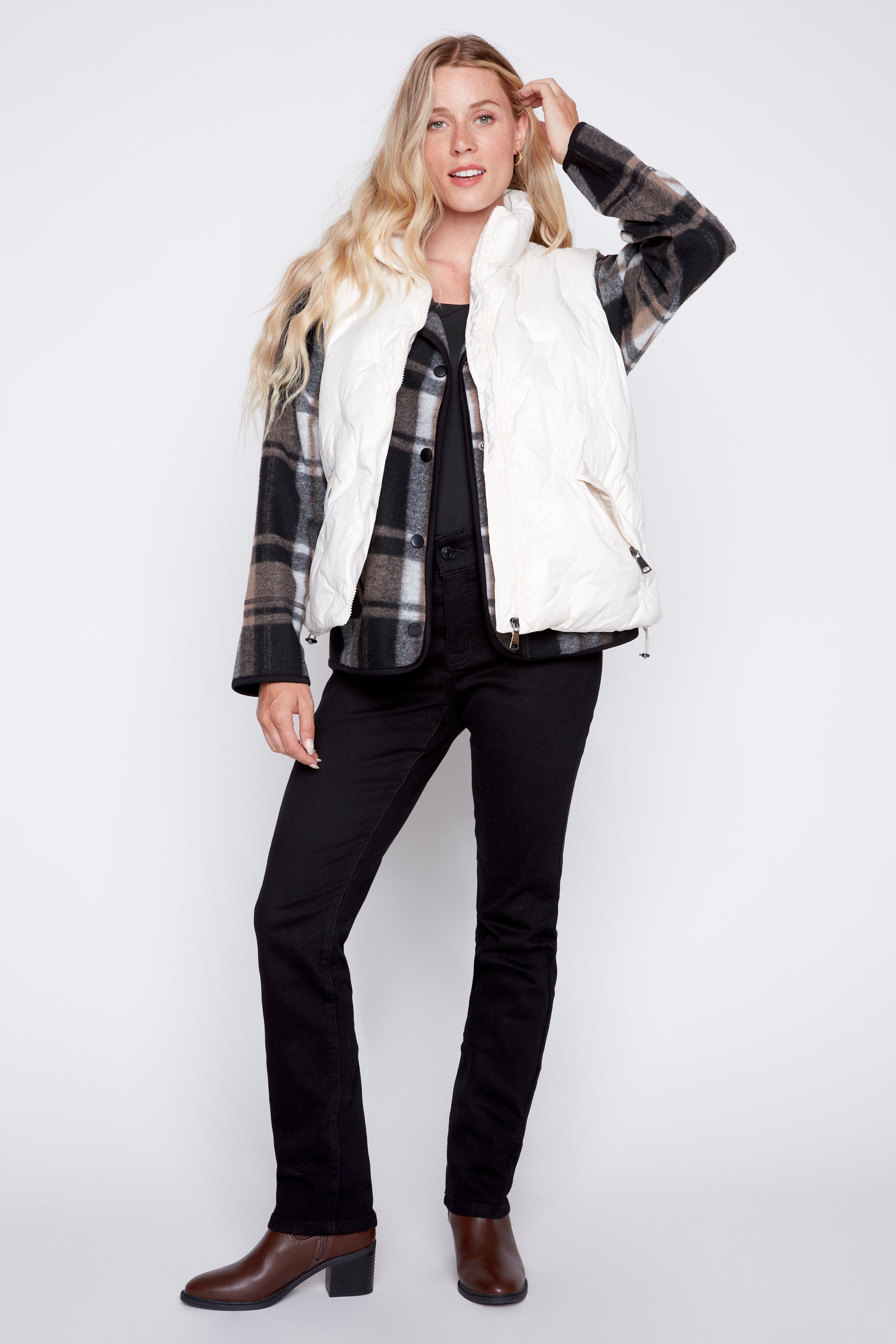 Sequin detail quilt vest