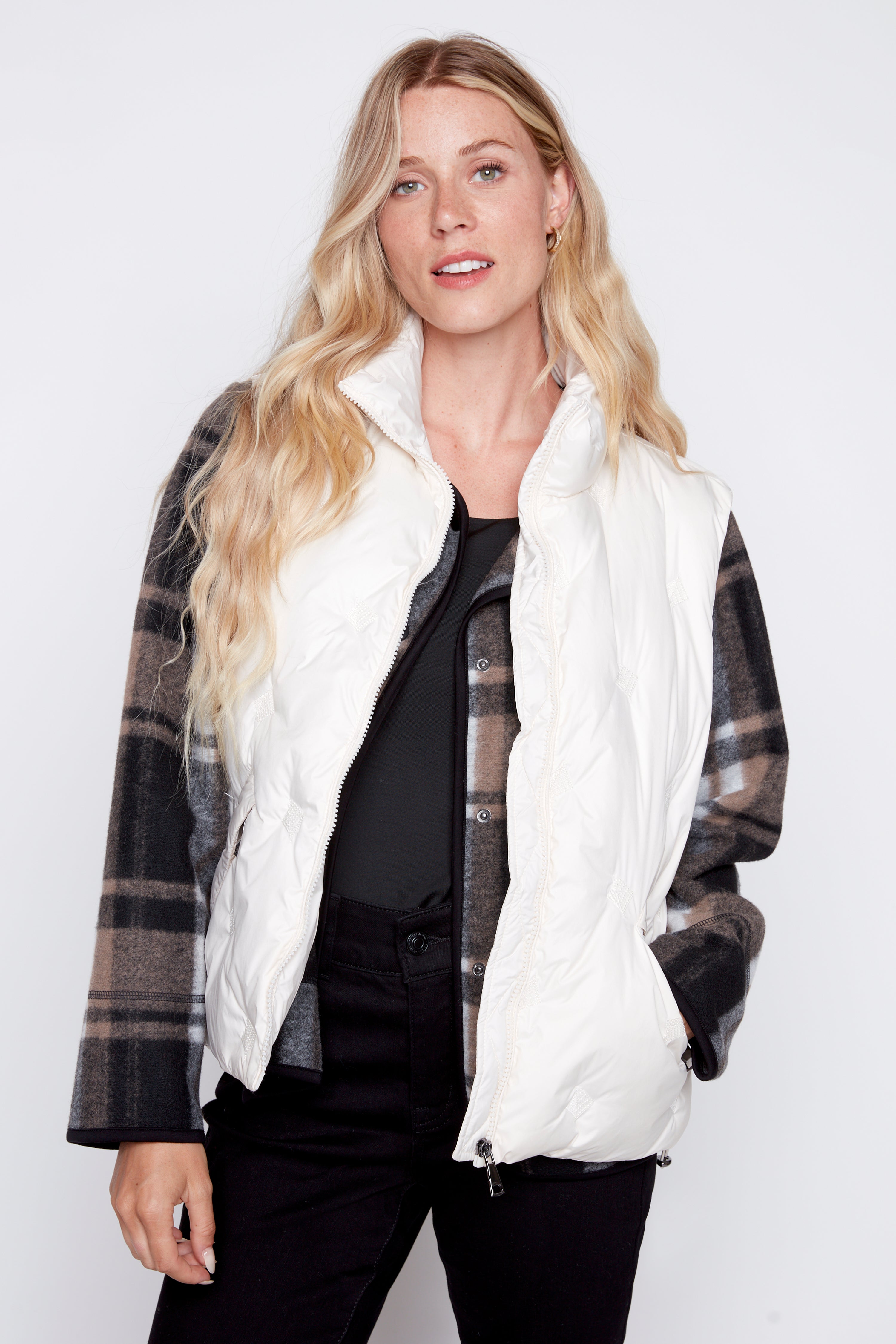 Sequin detail quilt vest