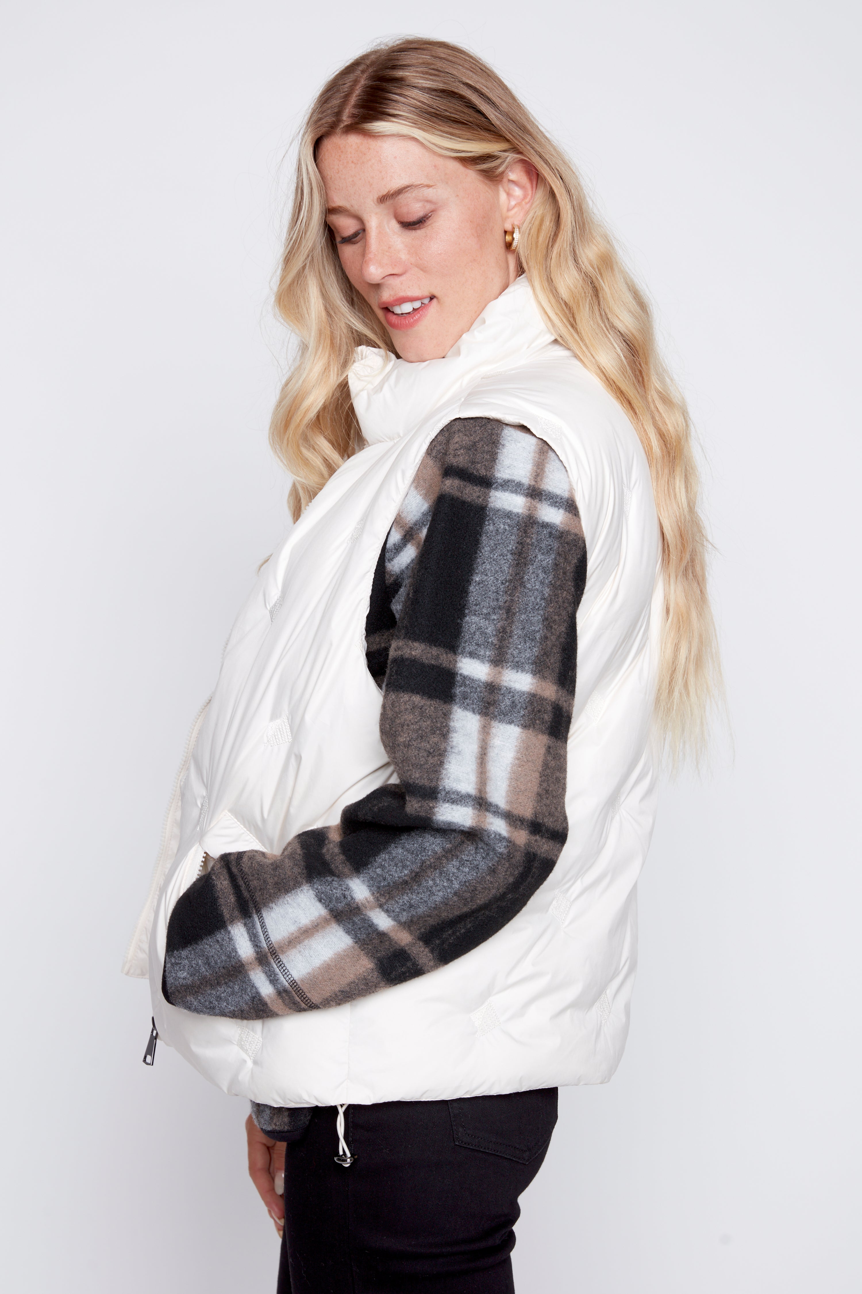 Sequin detail quilt vest
