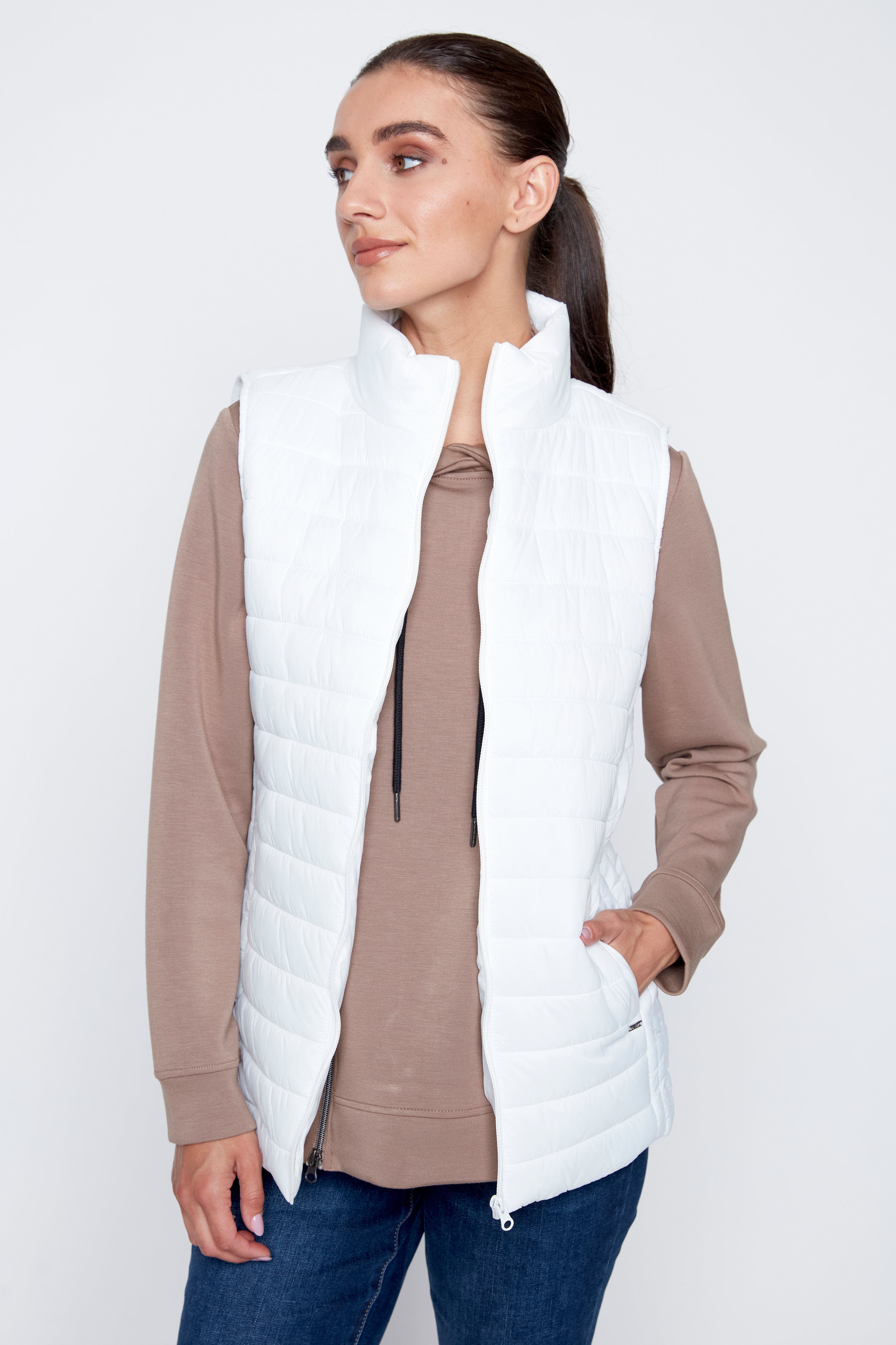 Ivory quilt puffer vest