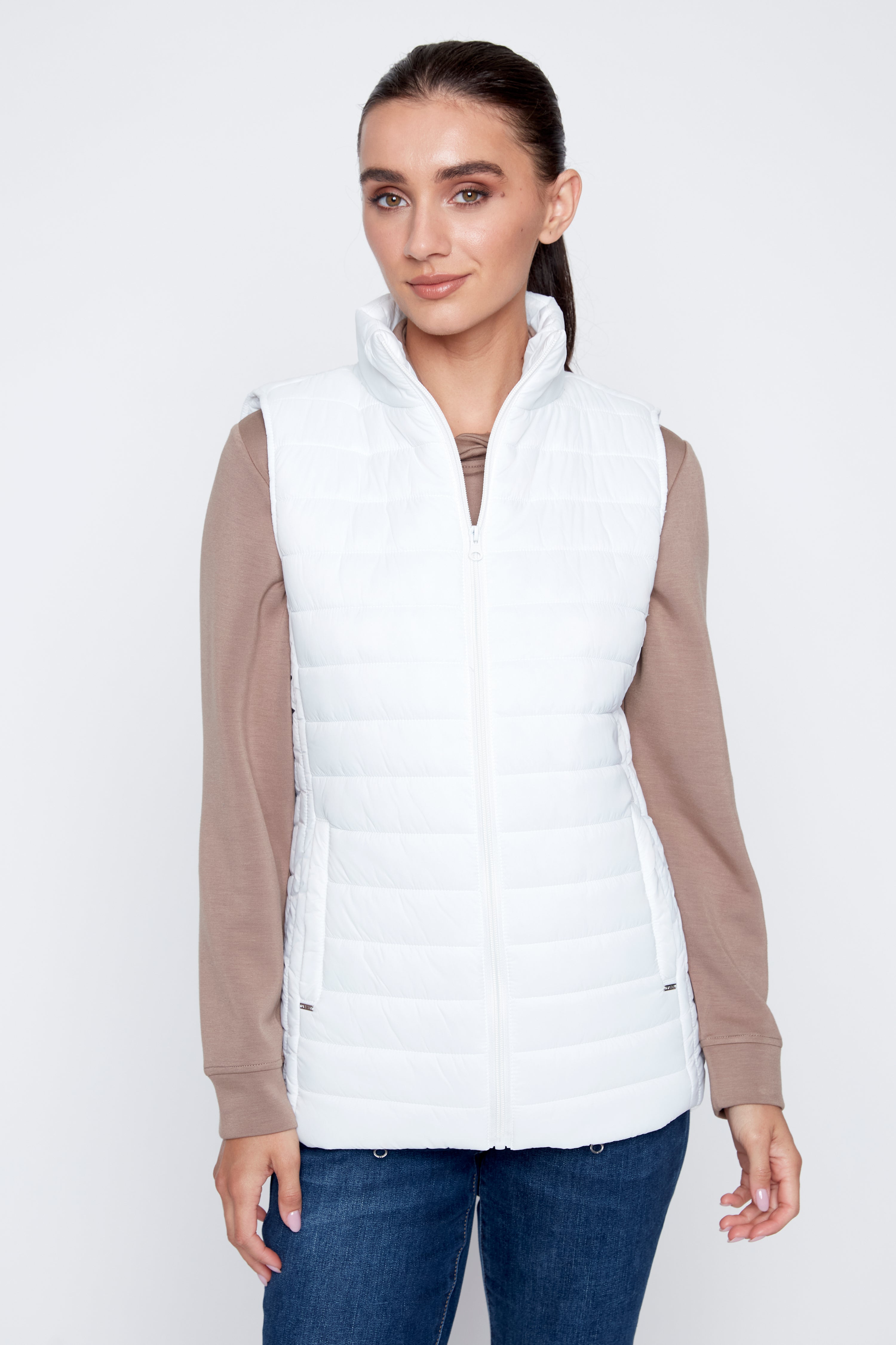 Ivory quilt puffer vest