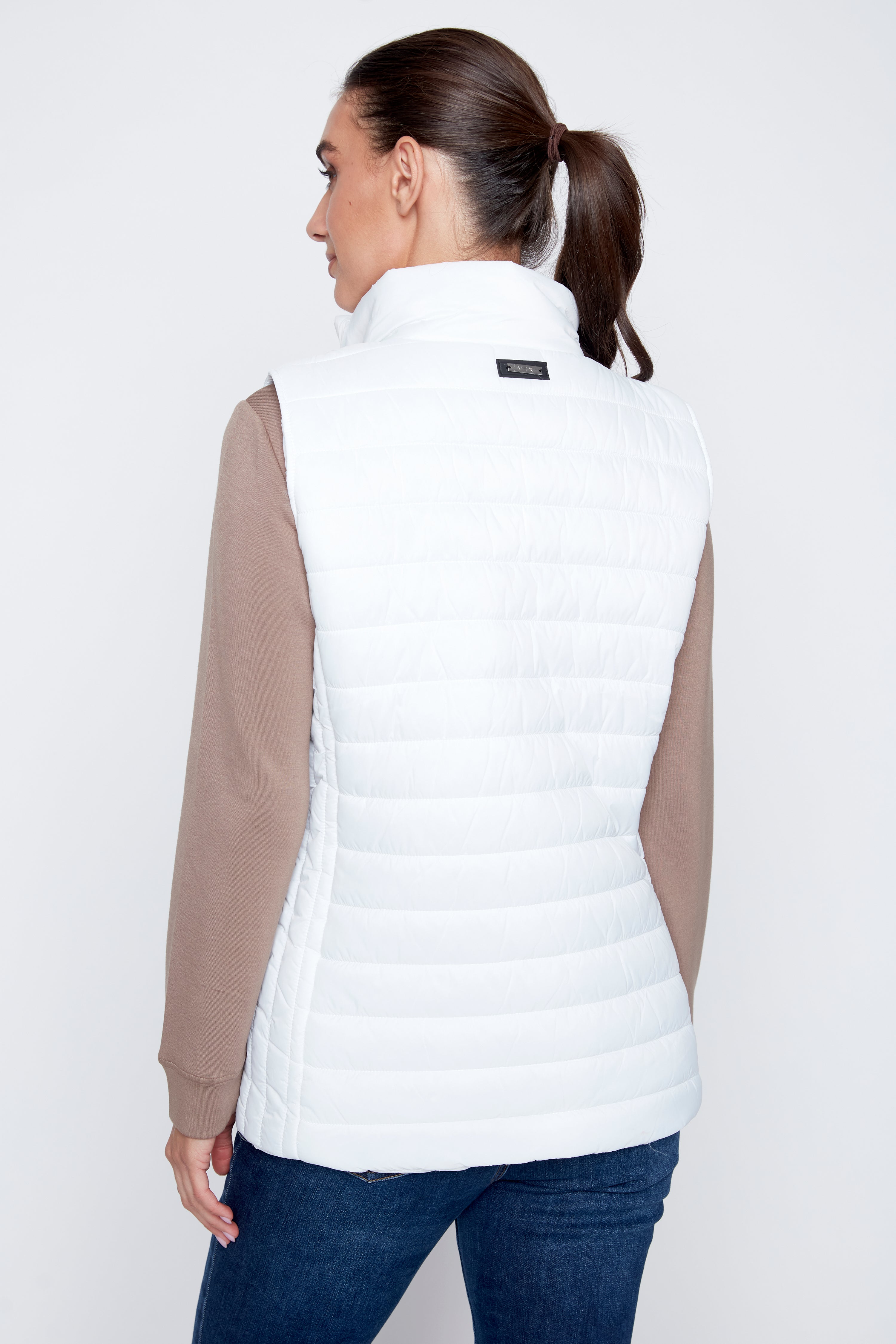Ivory quilt puffer vest