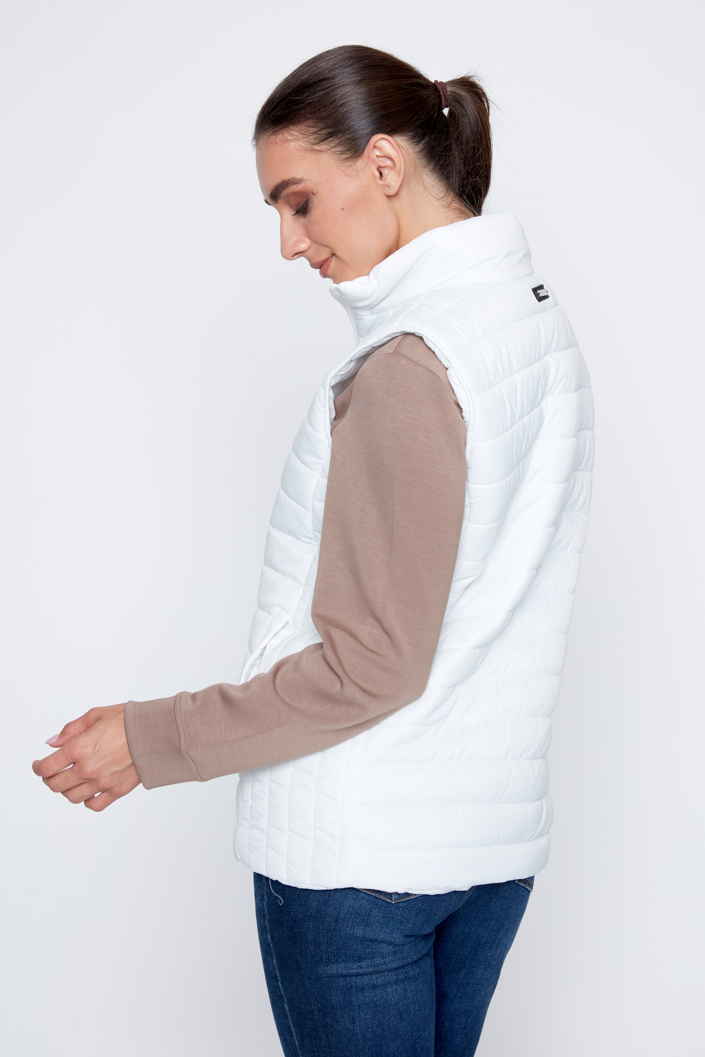 Ivory quilt puffer vest