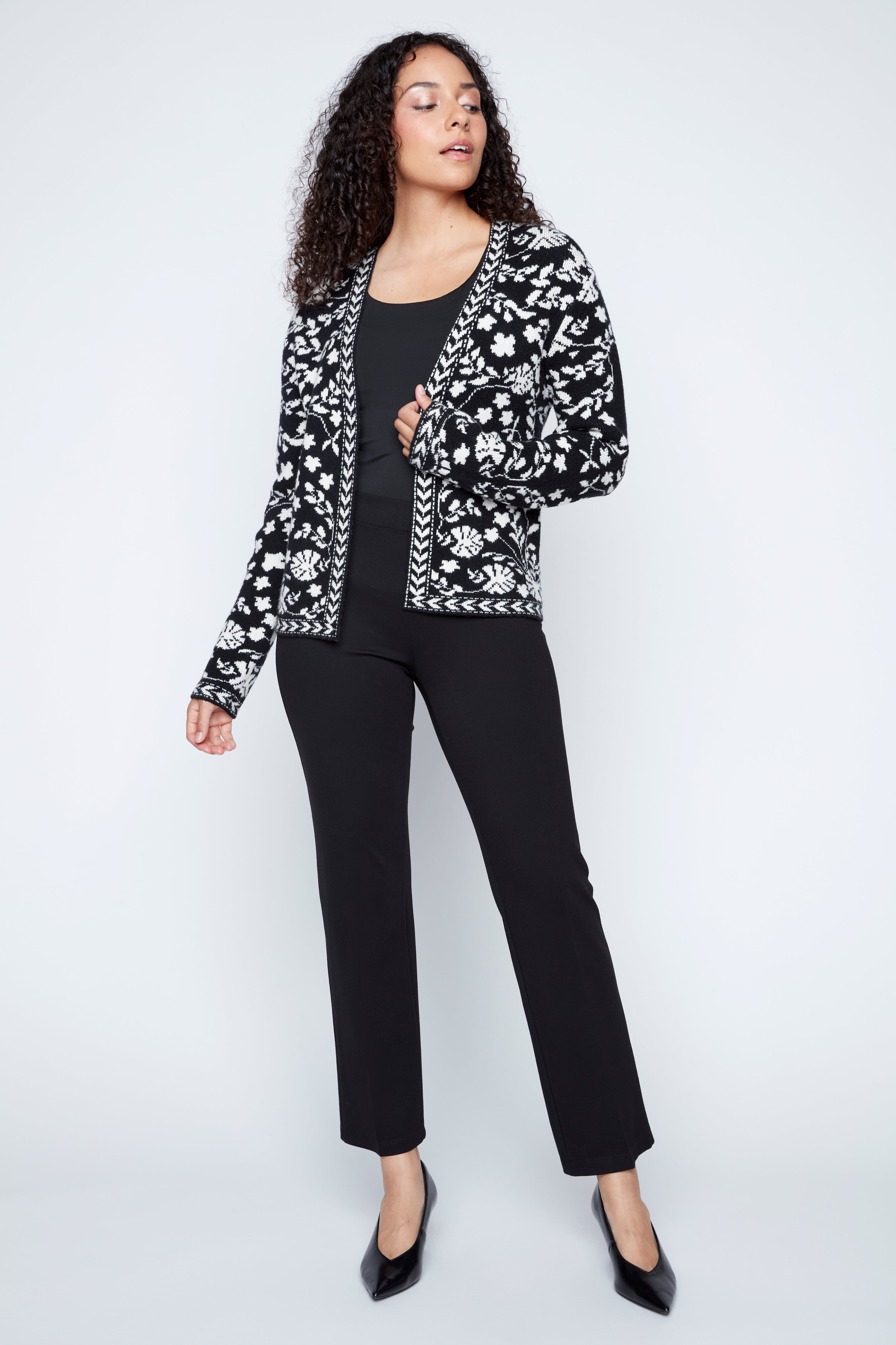 Floral jacquard cardigan