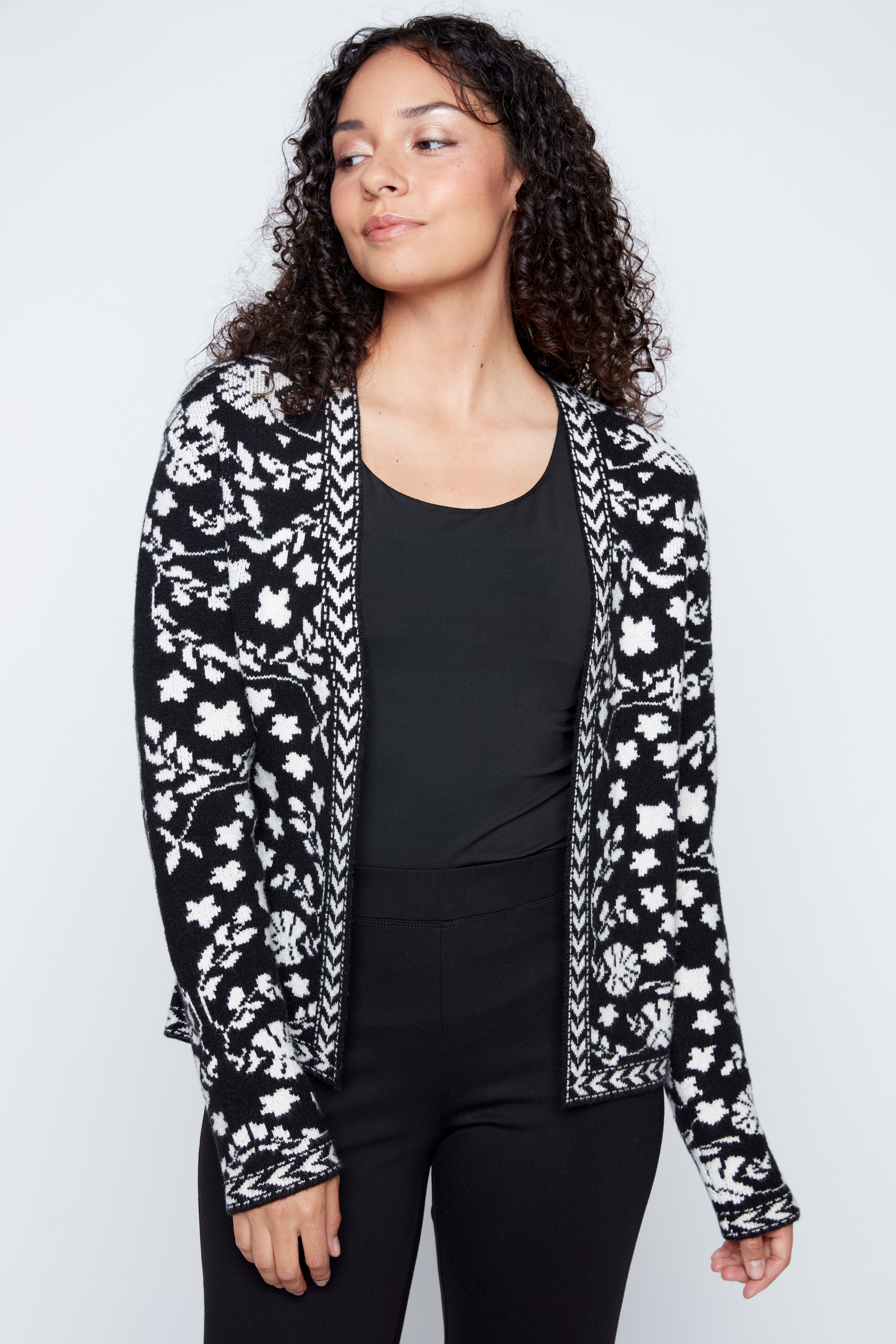 Floral jacquard cardigan
