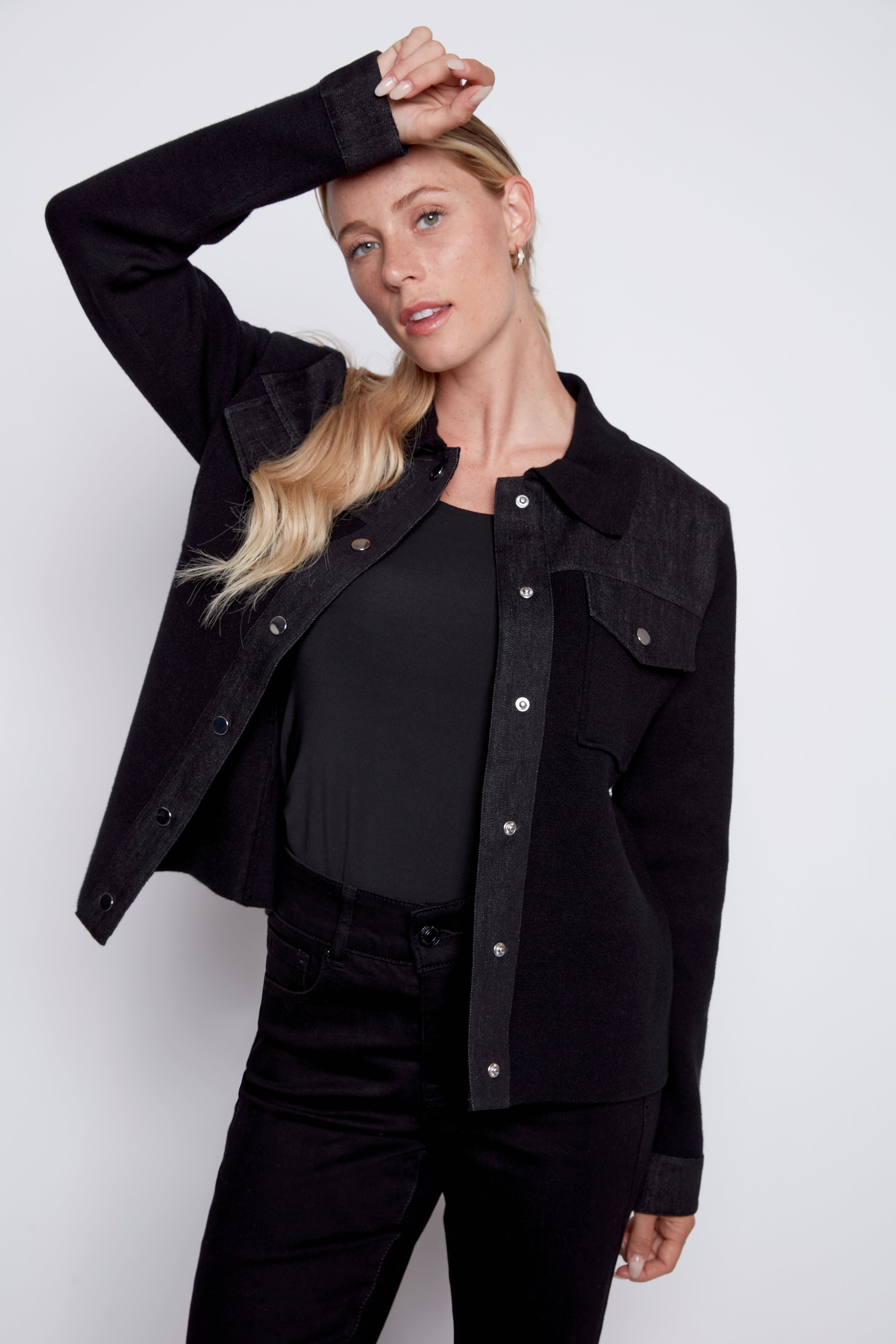 Mix media denim jacket