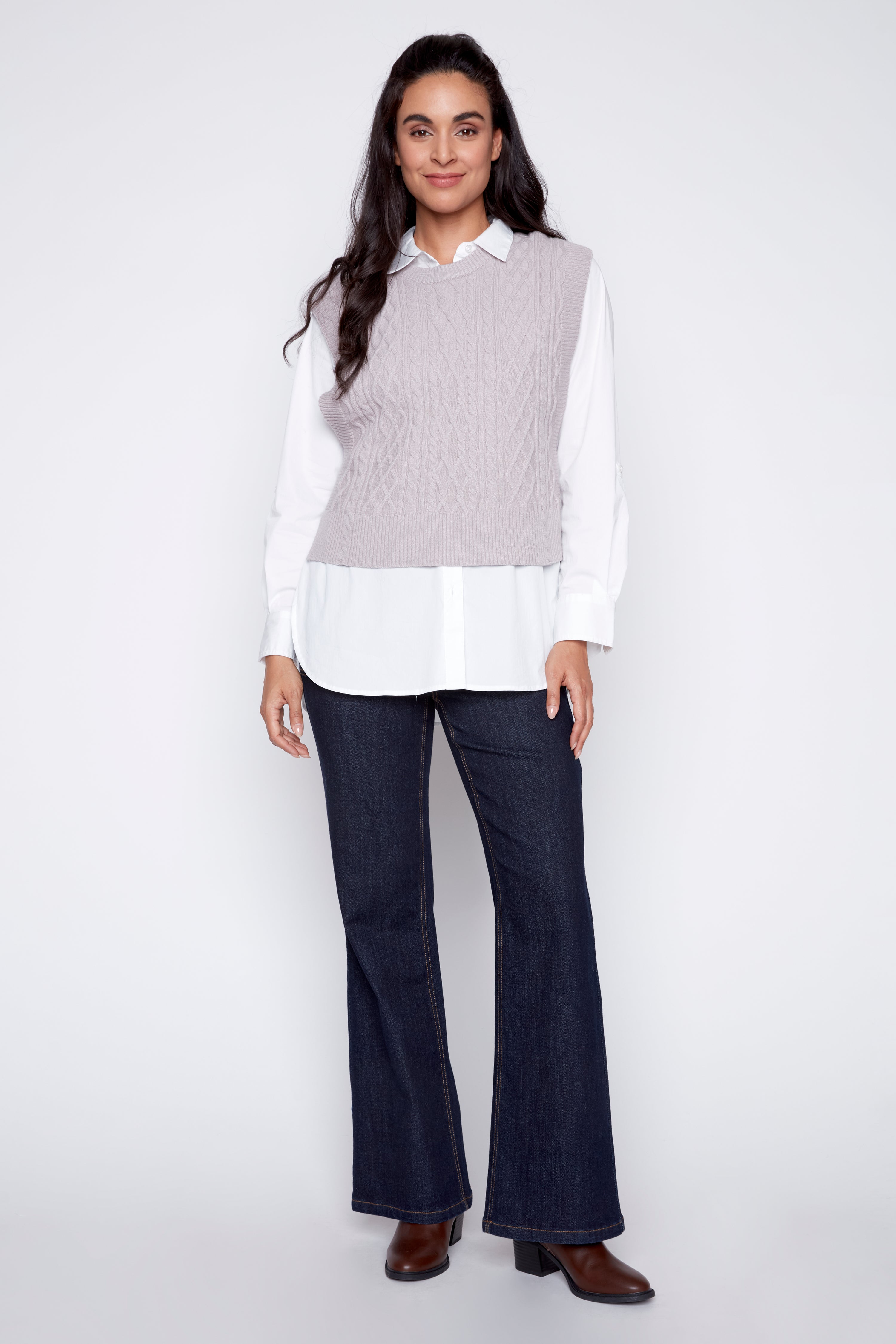 Cable sweater vest
