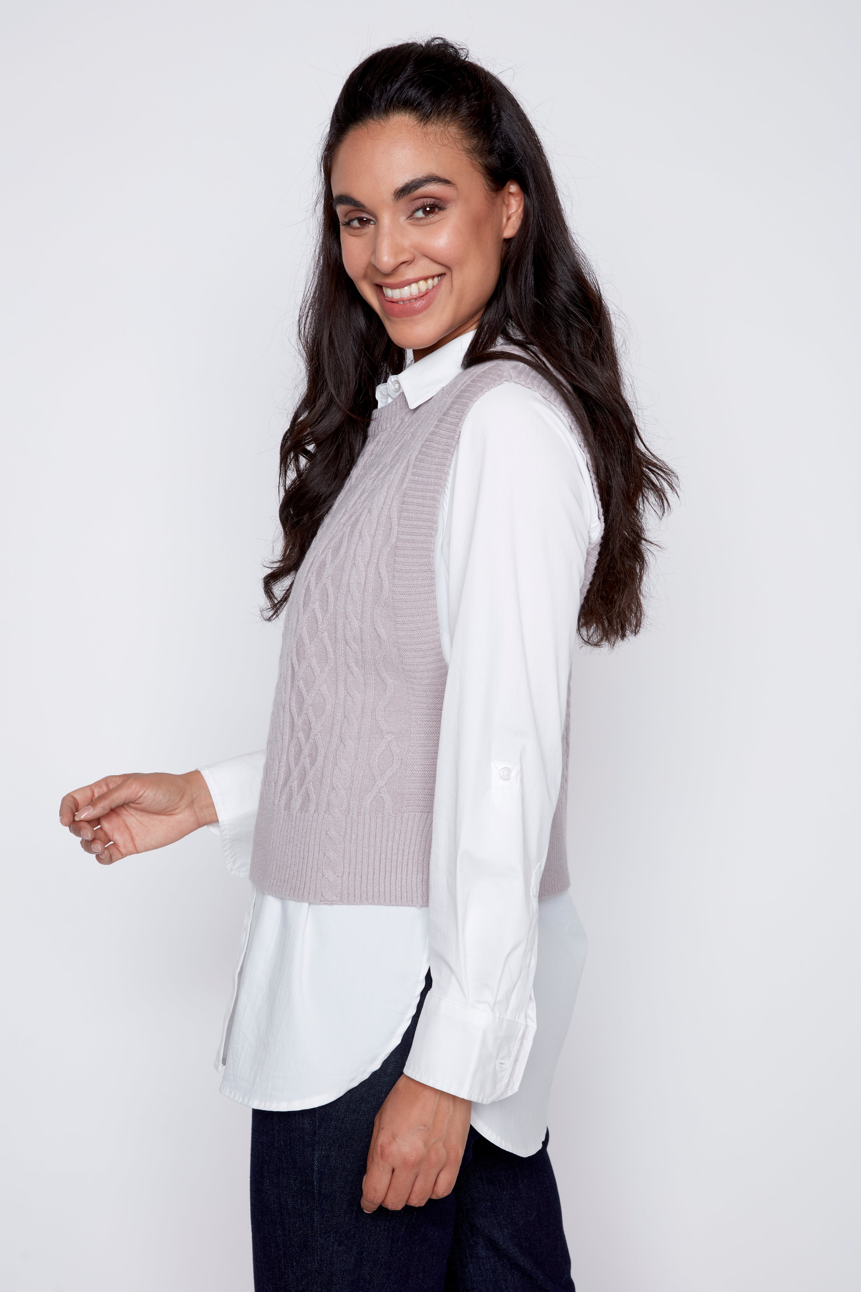 Le gilet pull-over torsadé