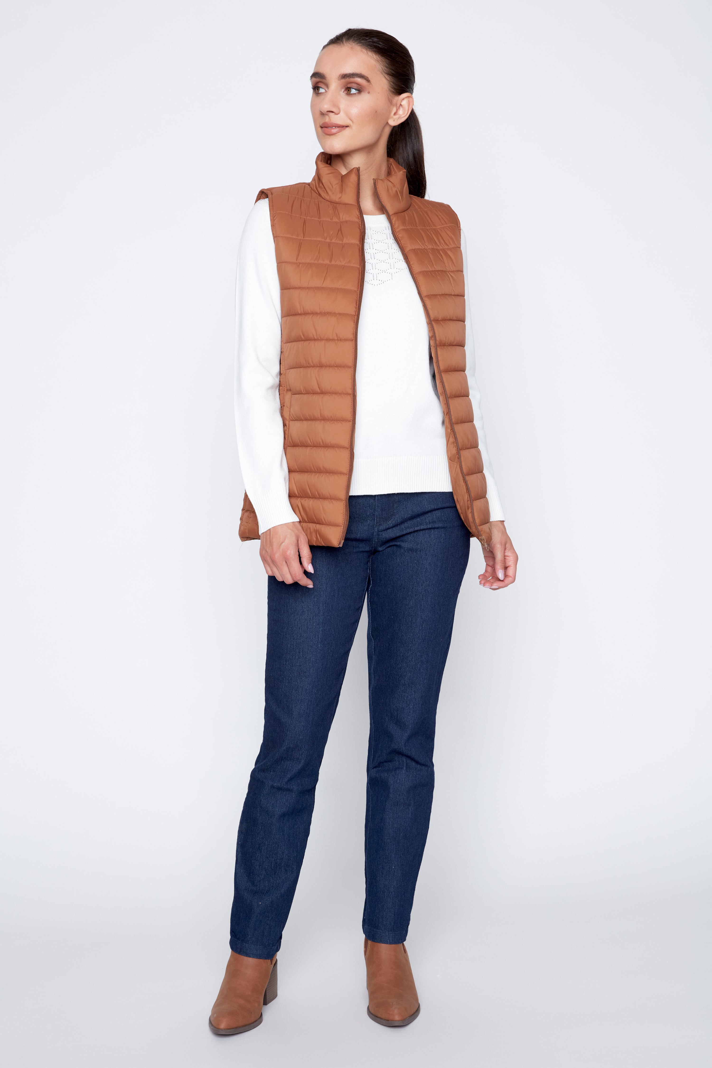 Bronze quilt puffer vest
