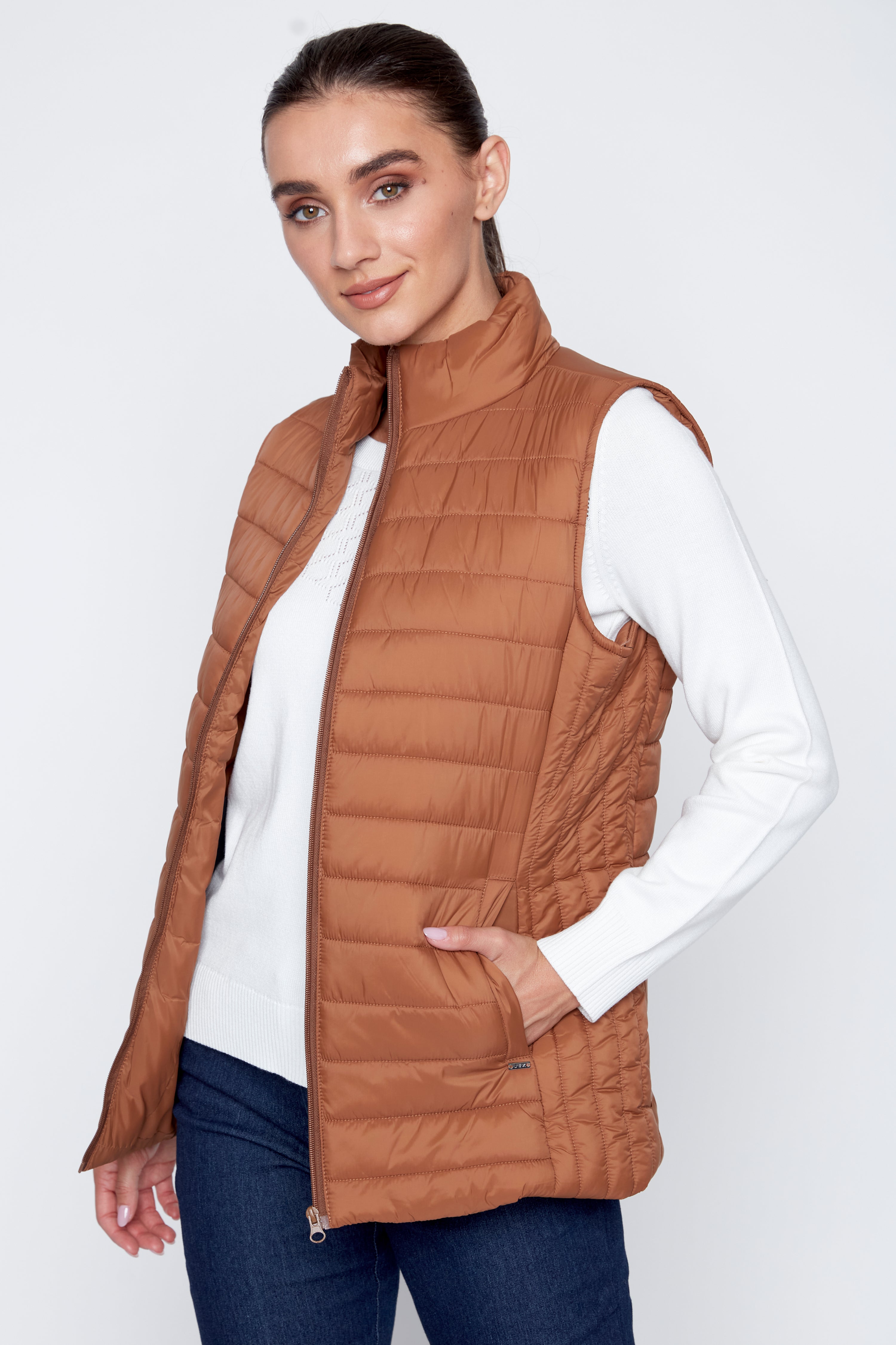 Bronze quilt puffer vest