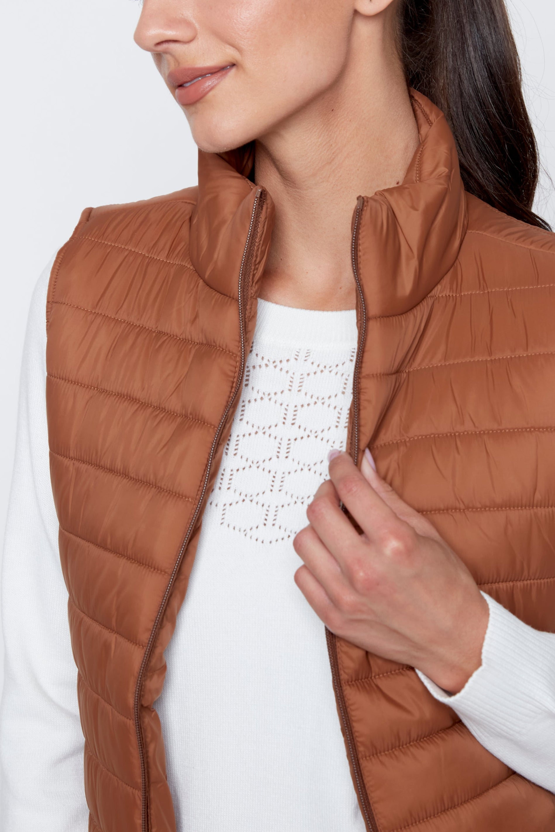 Bronze quilt puffer vest