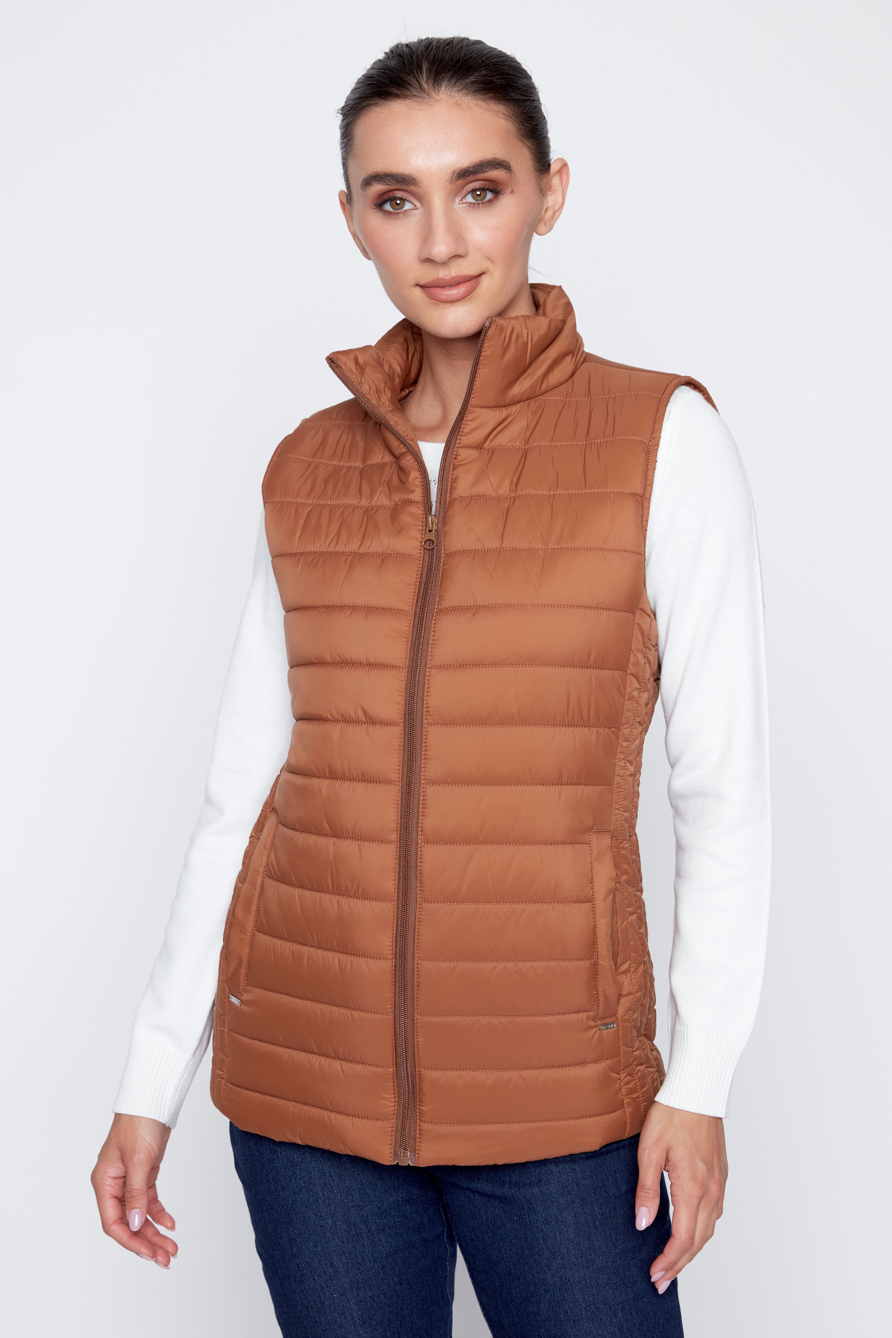 Bronze quilt puffer vest