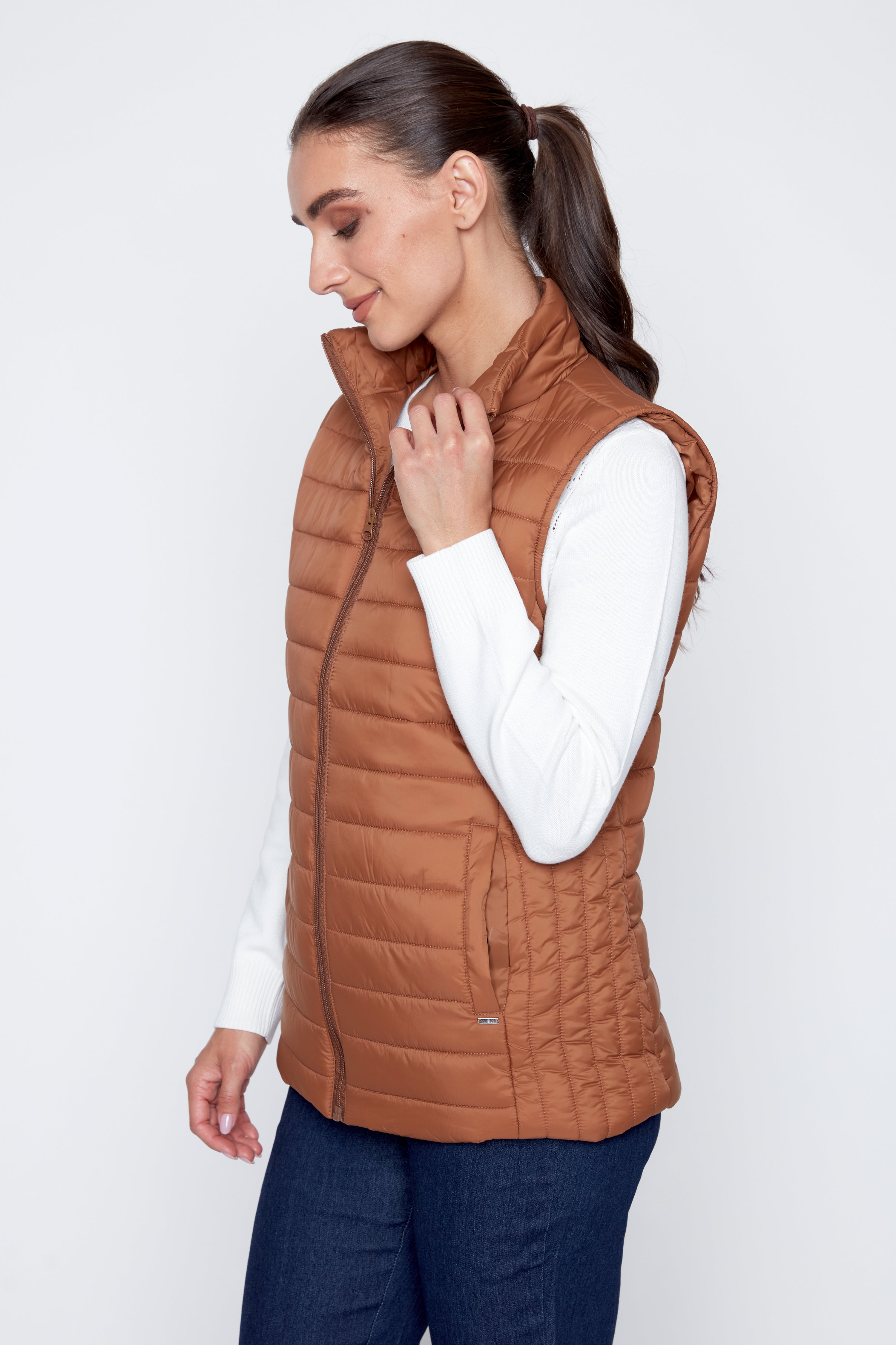 Bronze quilt puffer vest
