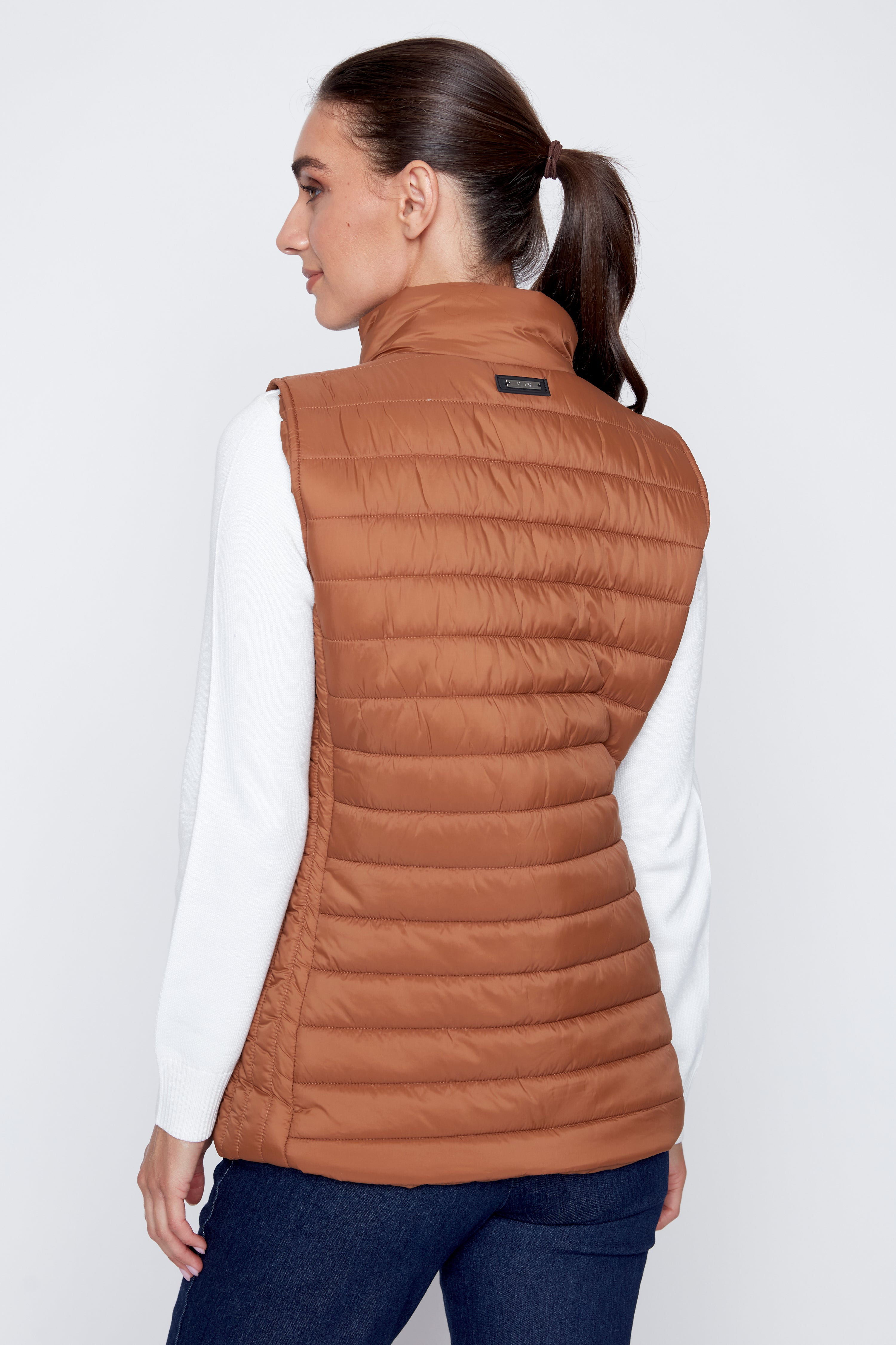 Bronze quilt puffer vest