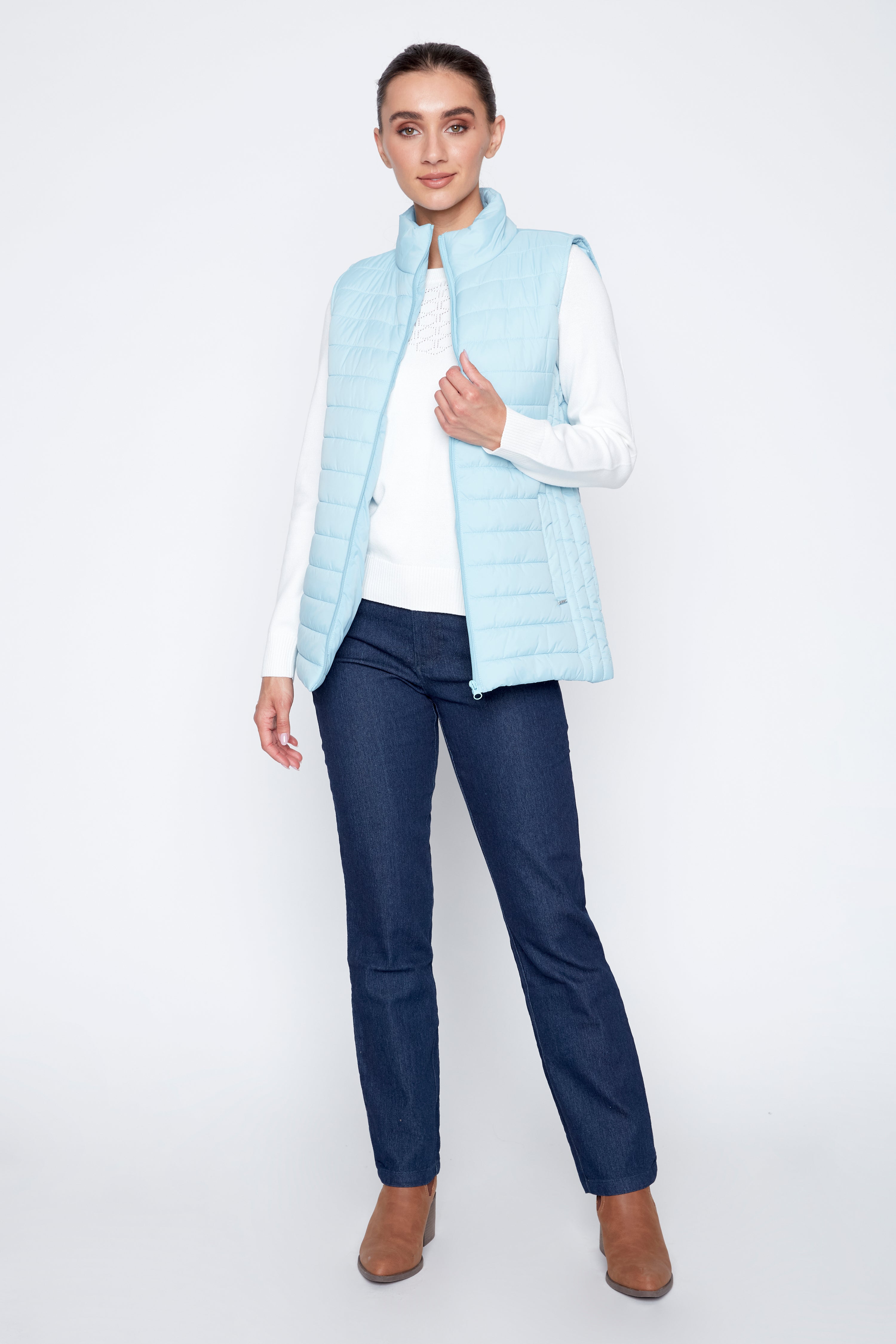 Light blue quilt puffer vest