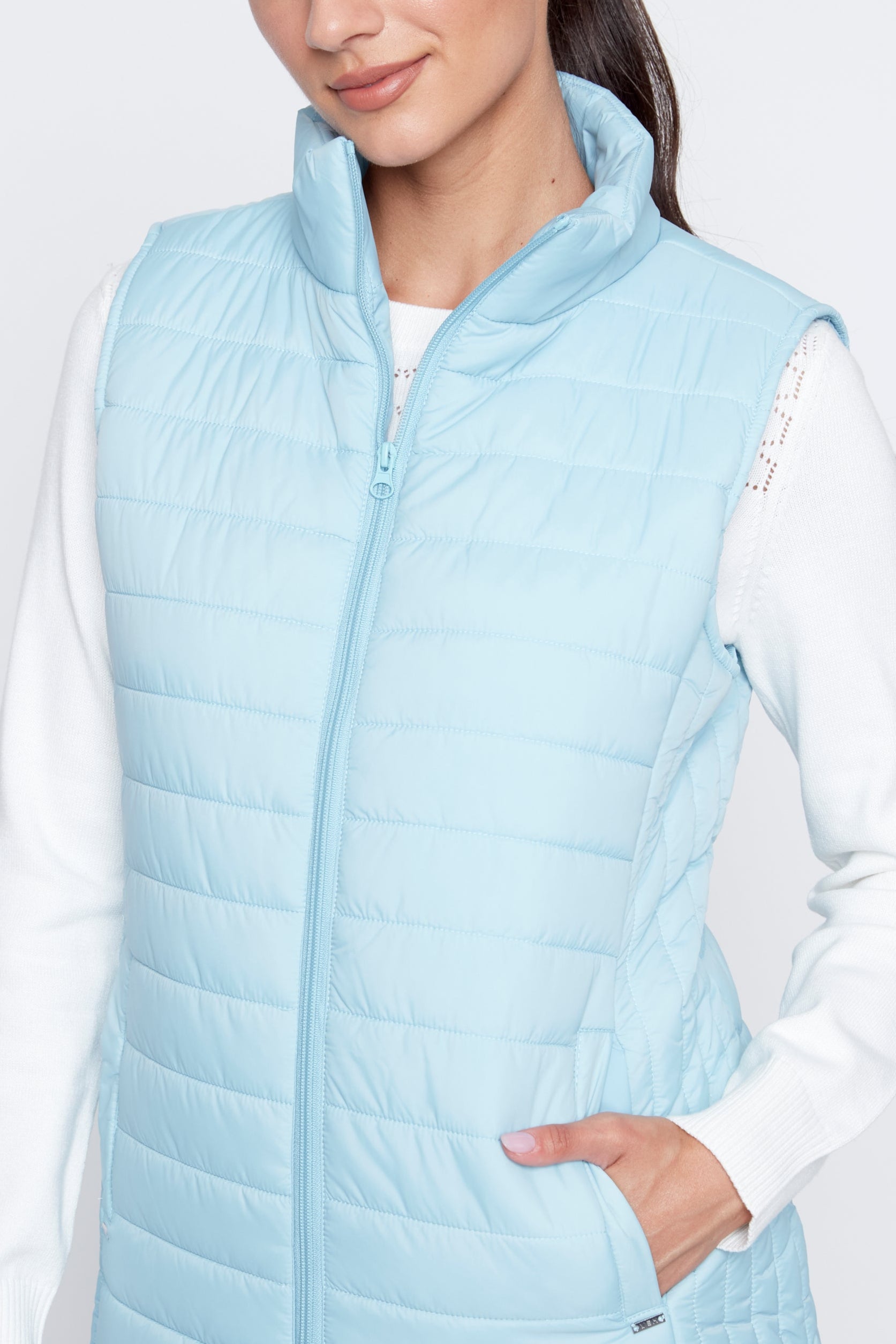 Light blue quilt puffer vest