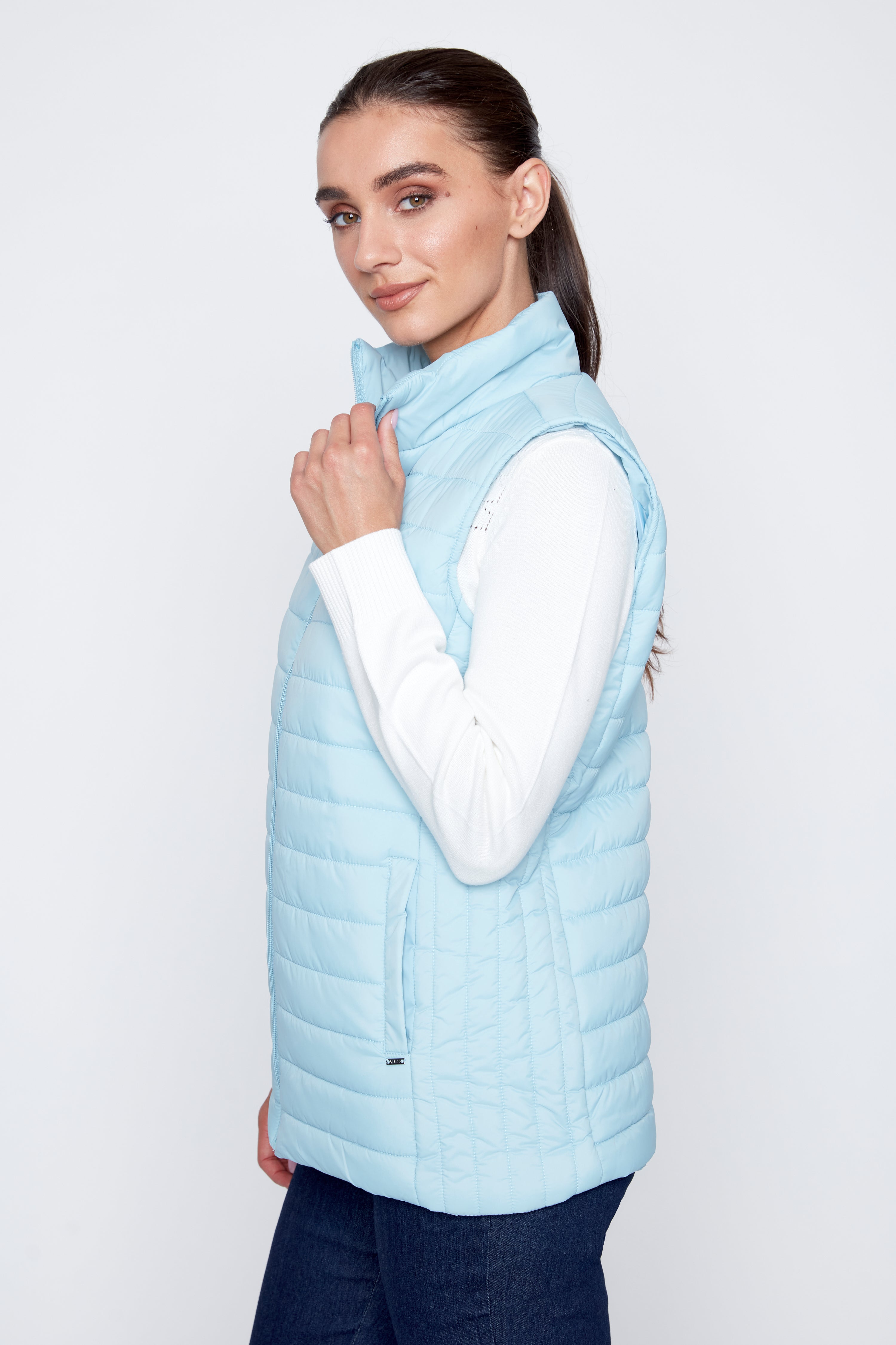 Light blue quilt puffer vest