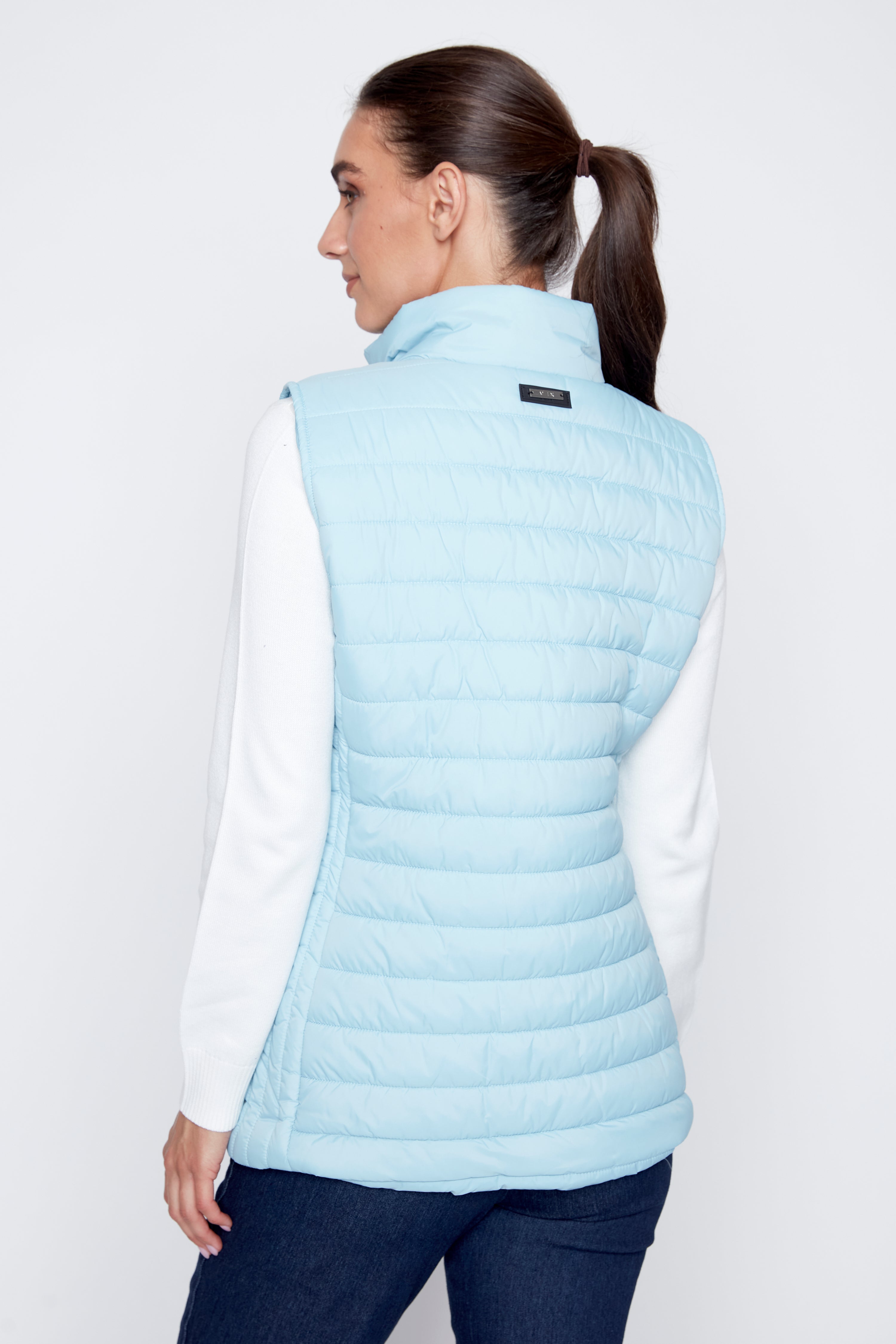 Light blue quilt puffer vest