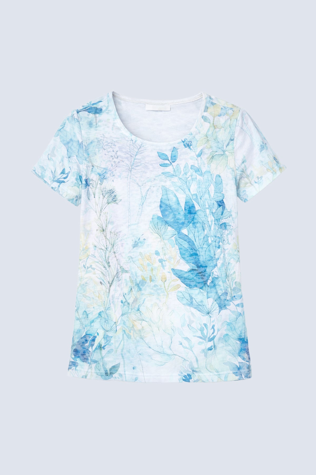 Aqua floral print burn out t-shirt
