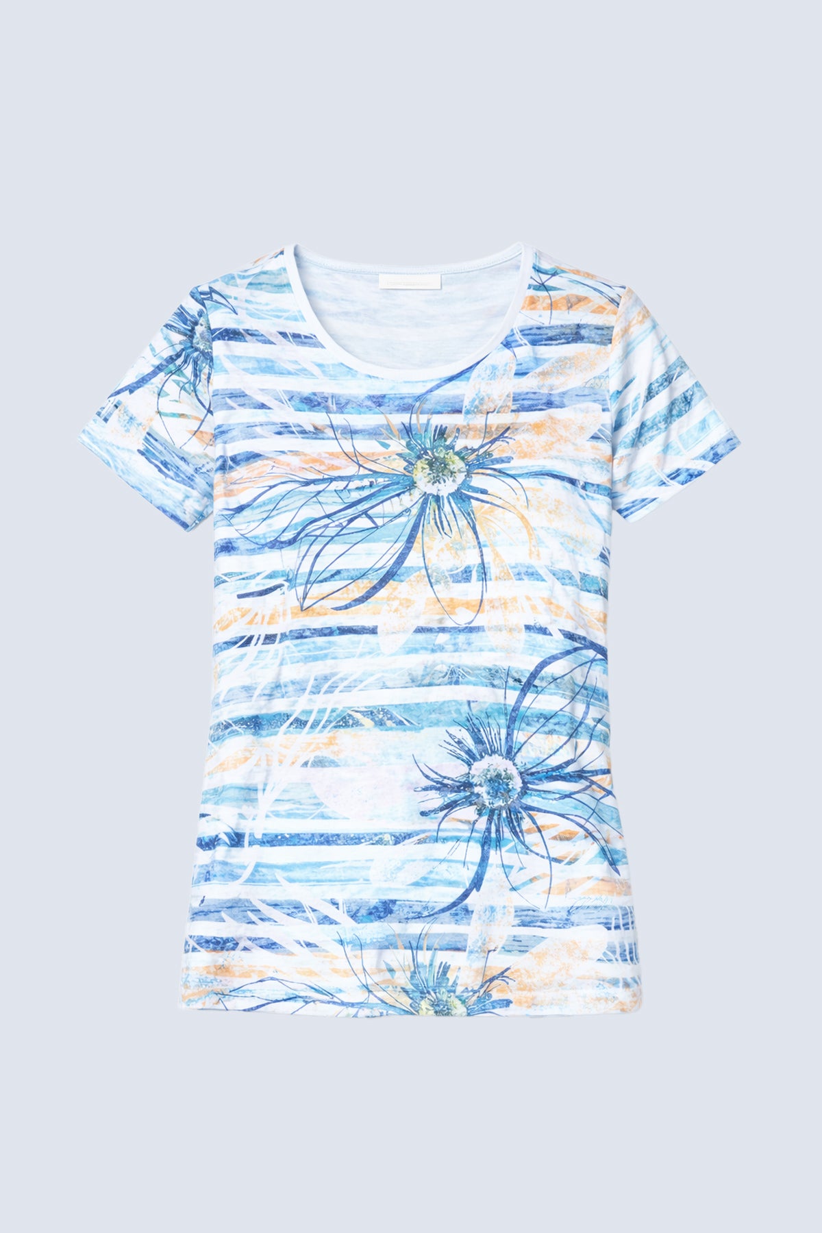 Le T-shirt dévoré à imprimé floral et à rayures
