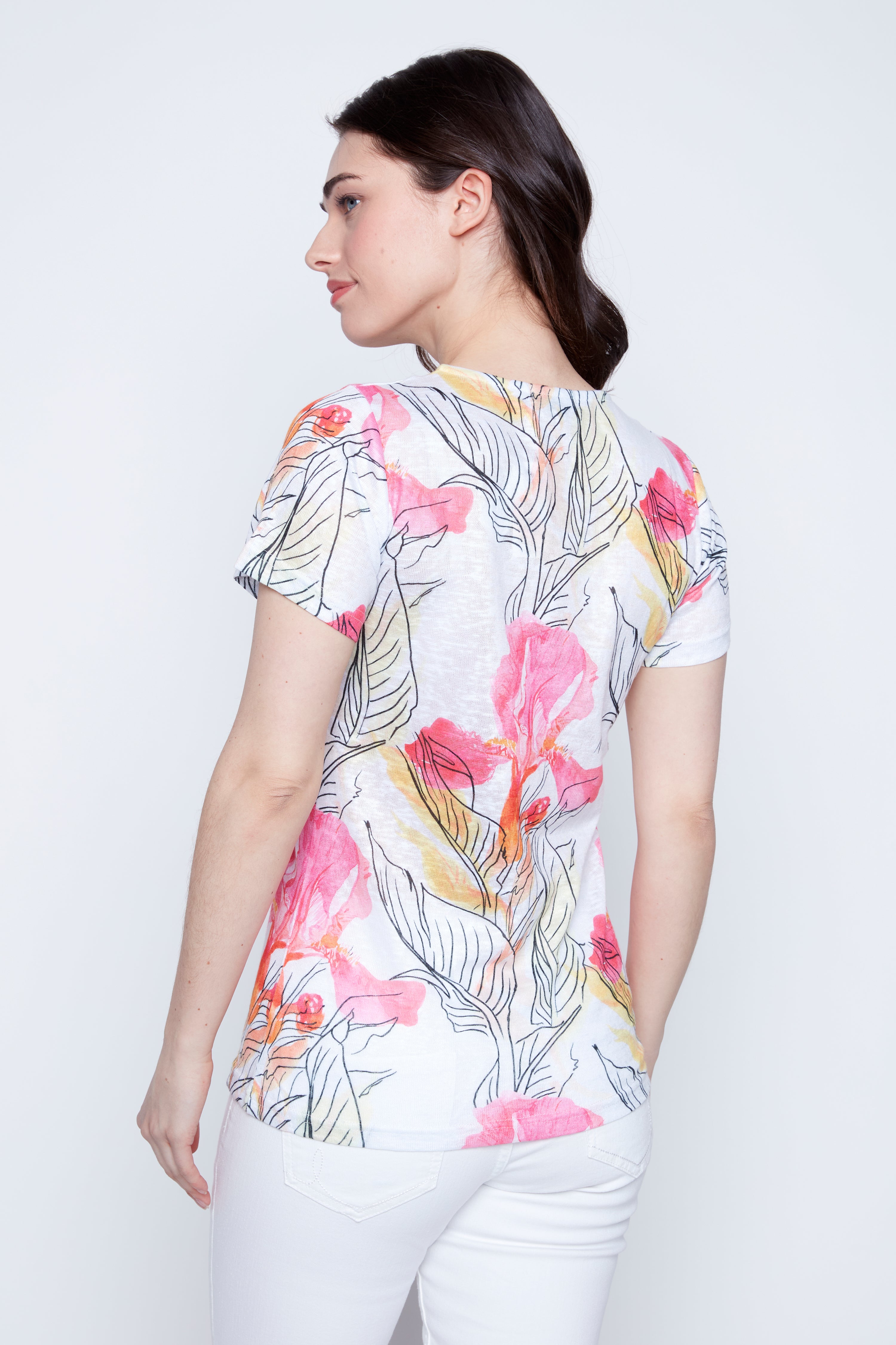 Iris and leaves print top