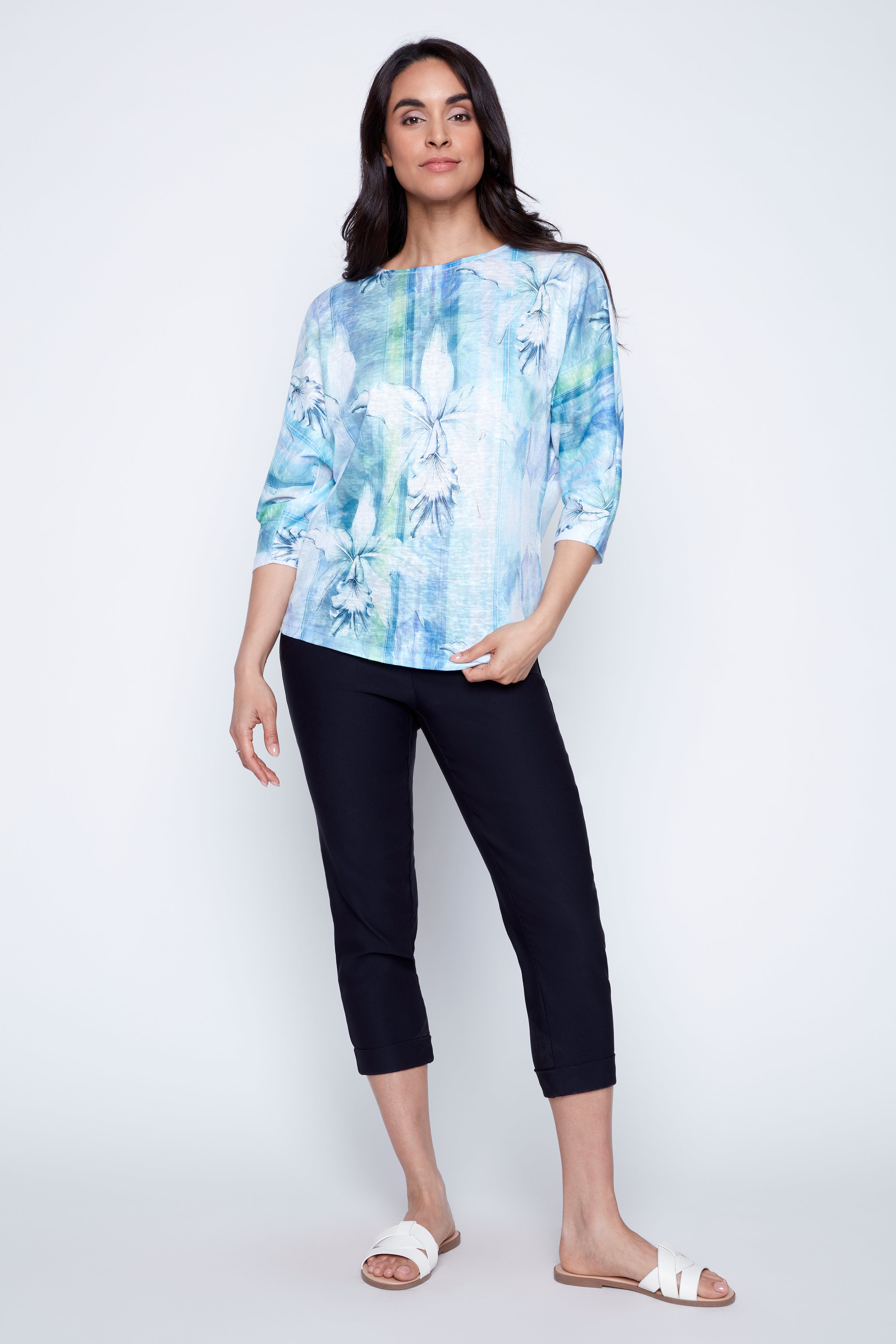 Lilies print knit top
