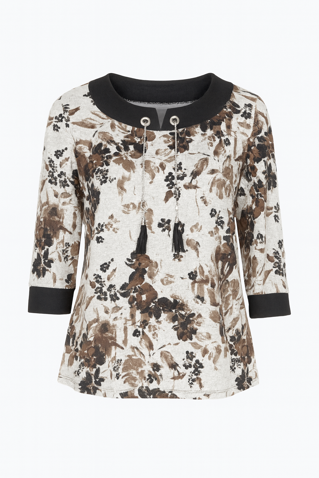 Floral print top with grommet detail