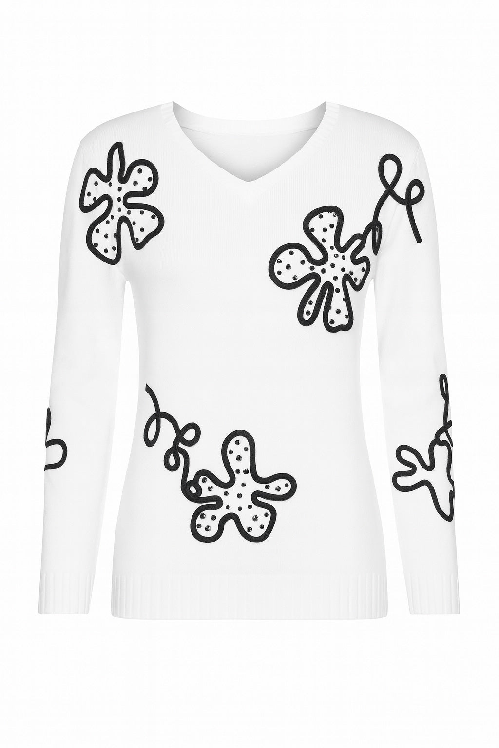 Abstract flower design sweater