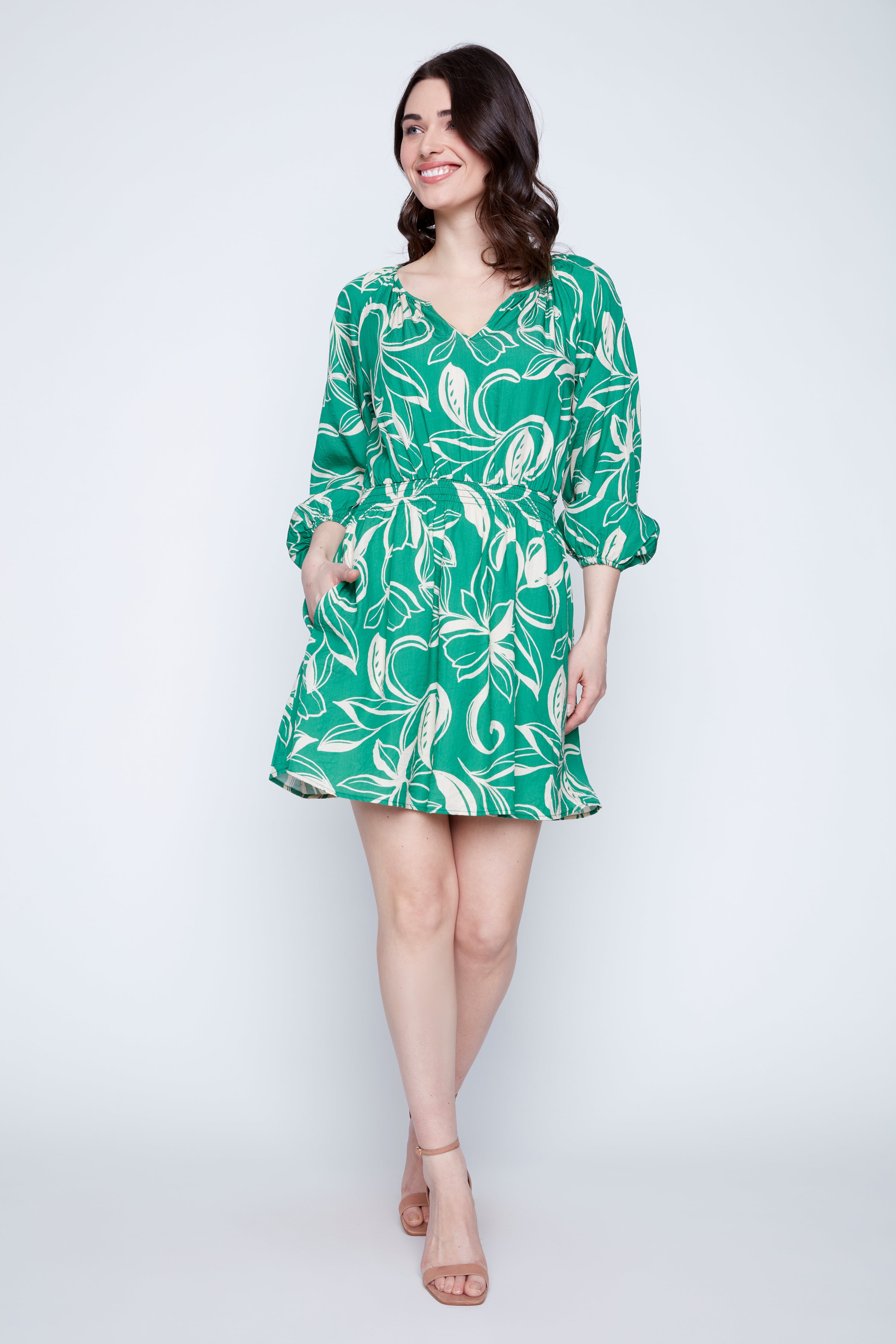 Printed textured dress