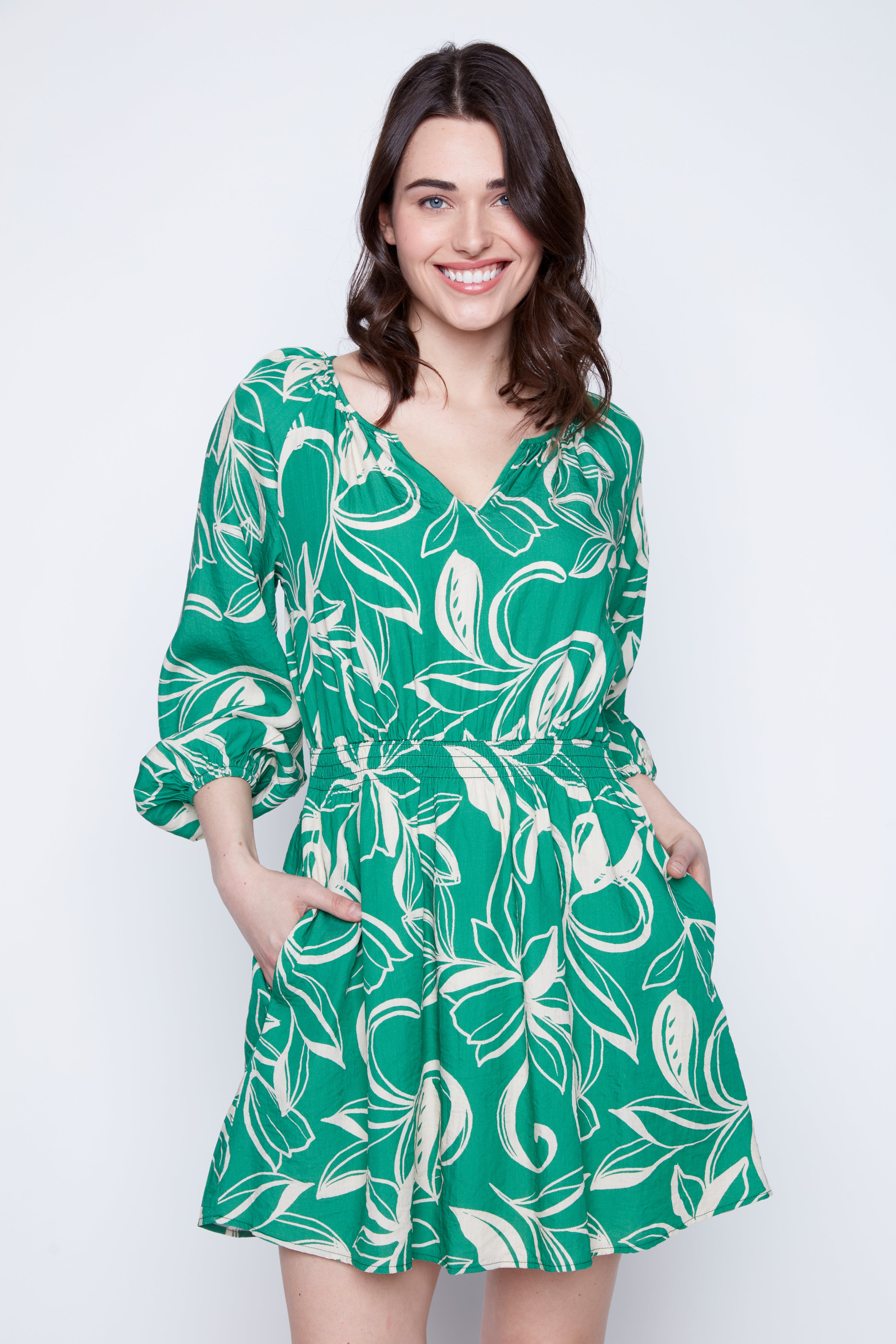 Printed textured dress