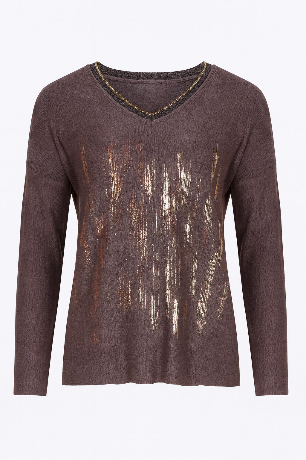 Textured knit foil top