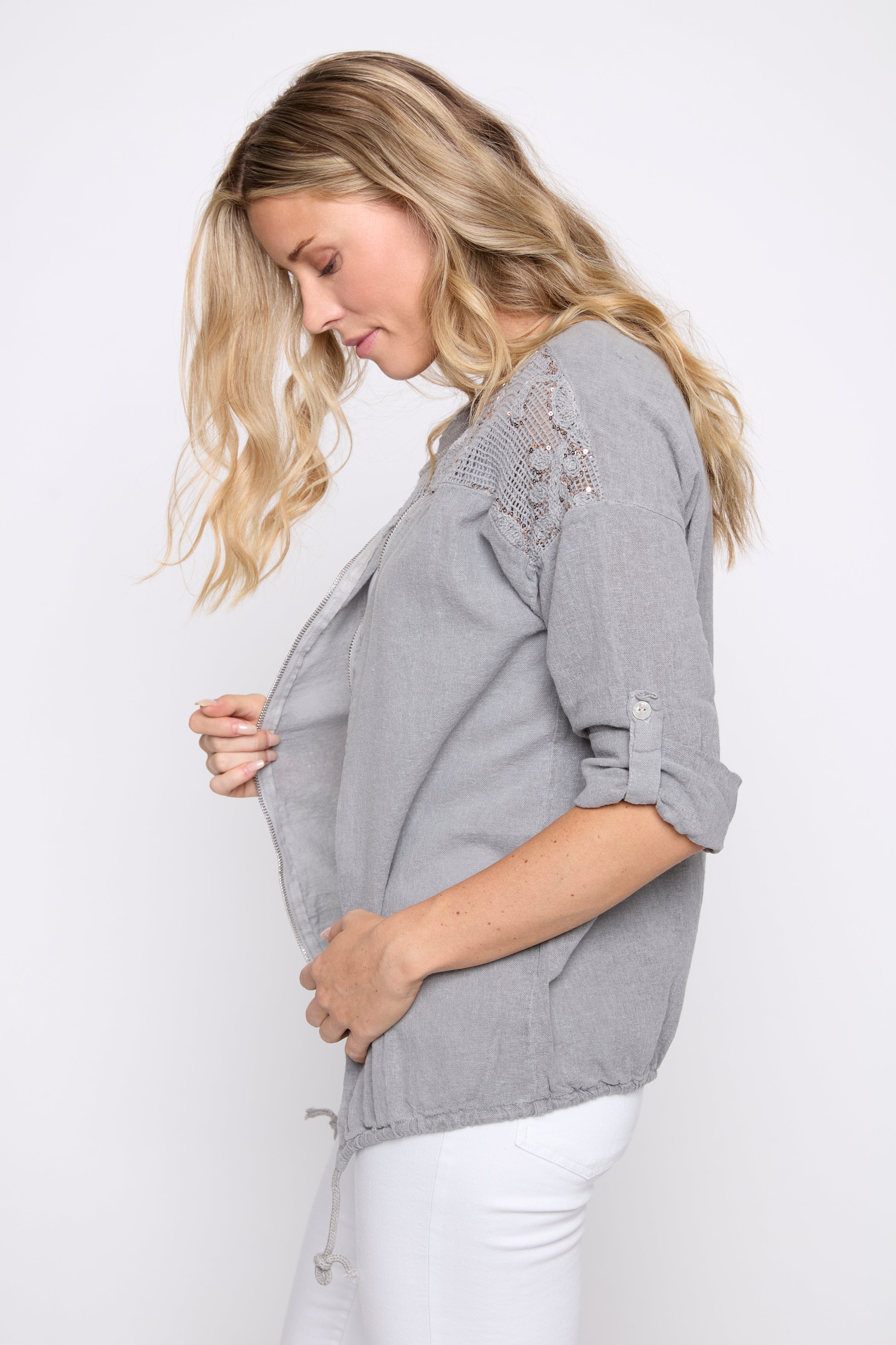 Crochet with sequin detail cardigan